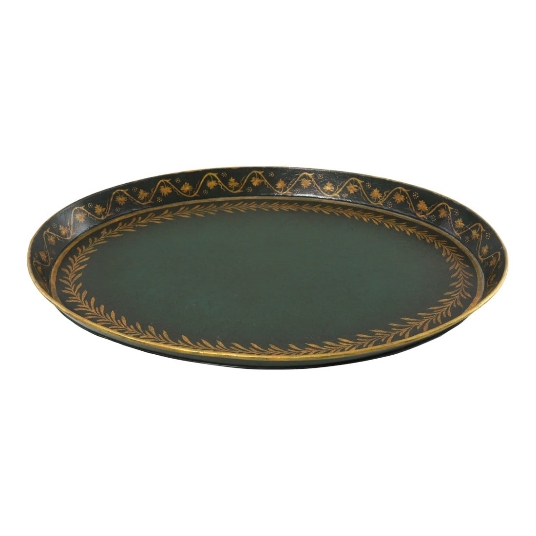 Vintage Handmade Green Handpainted Lace Metal Tray: Vintage Handmade Green Handpainted Lace Metal Tray Condition: Alterations: Original Condition Unaltered Imperfections: Some Imperfections Condition Notes: The item may have aging, fading or signs of