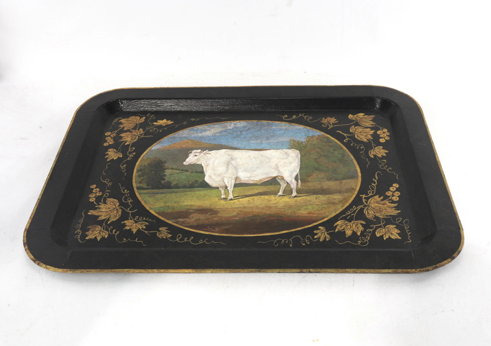 20th Century Hand-Painted English Countryside Art Decorative Metal Tray - 11