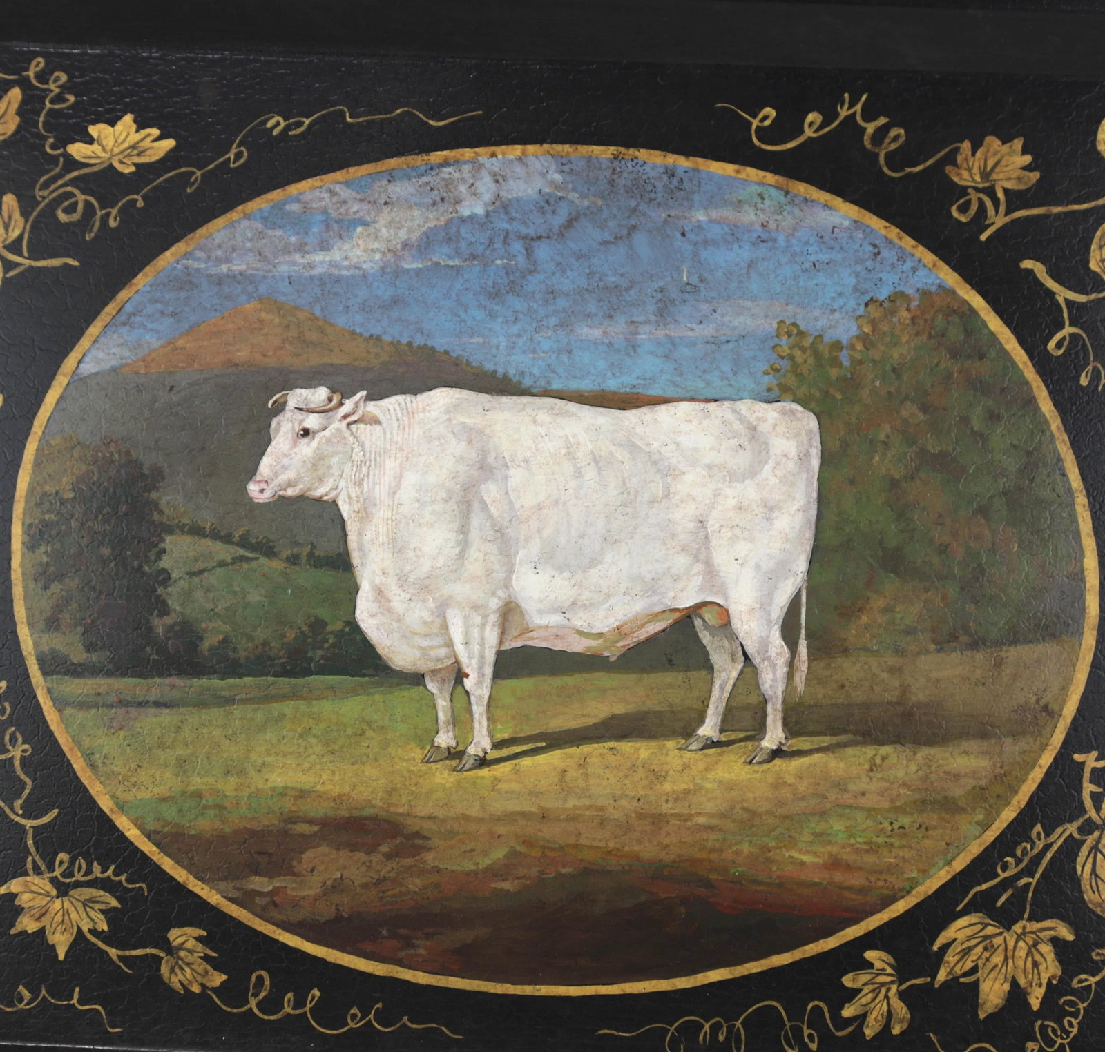 20th Century Hand-Painted English Countryside Art Decorative Metal Tray - 5