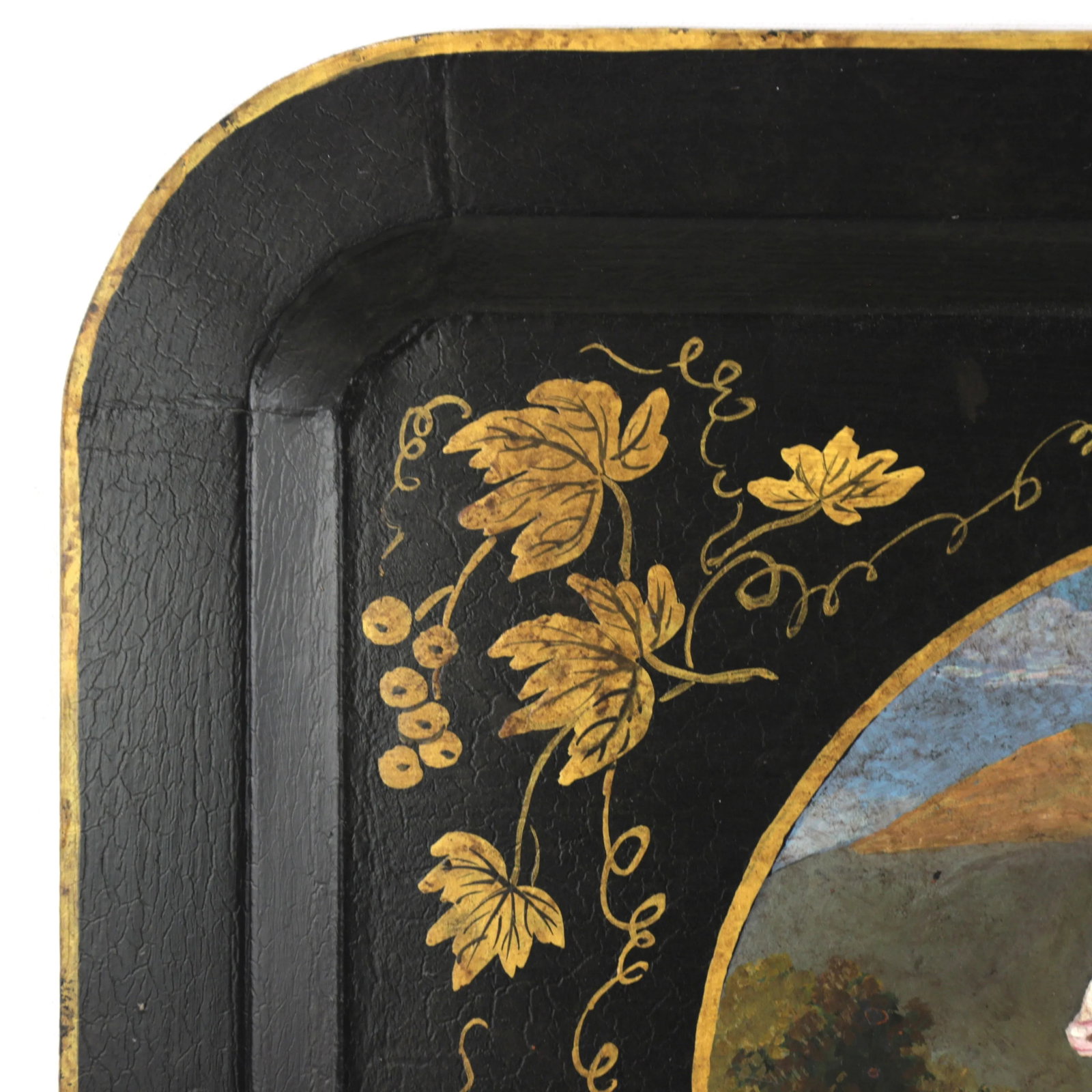 20th Century Hand-Painted English Countryside Art Decorative Metal Tray - 8
