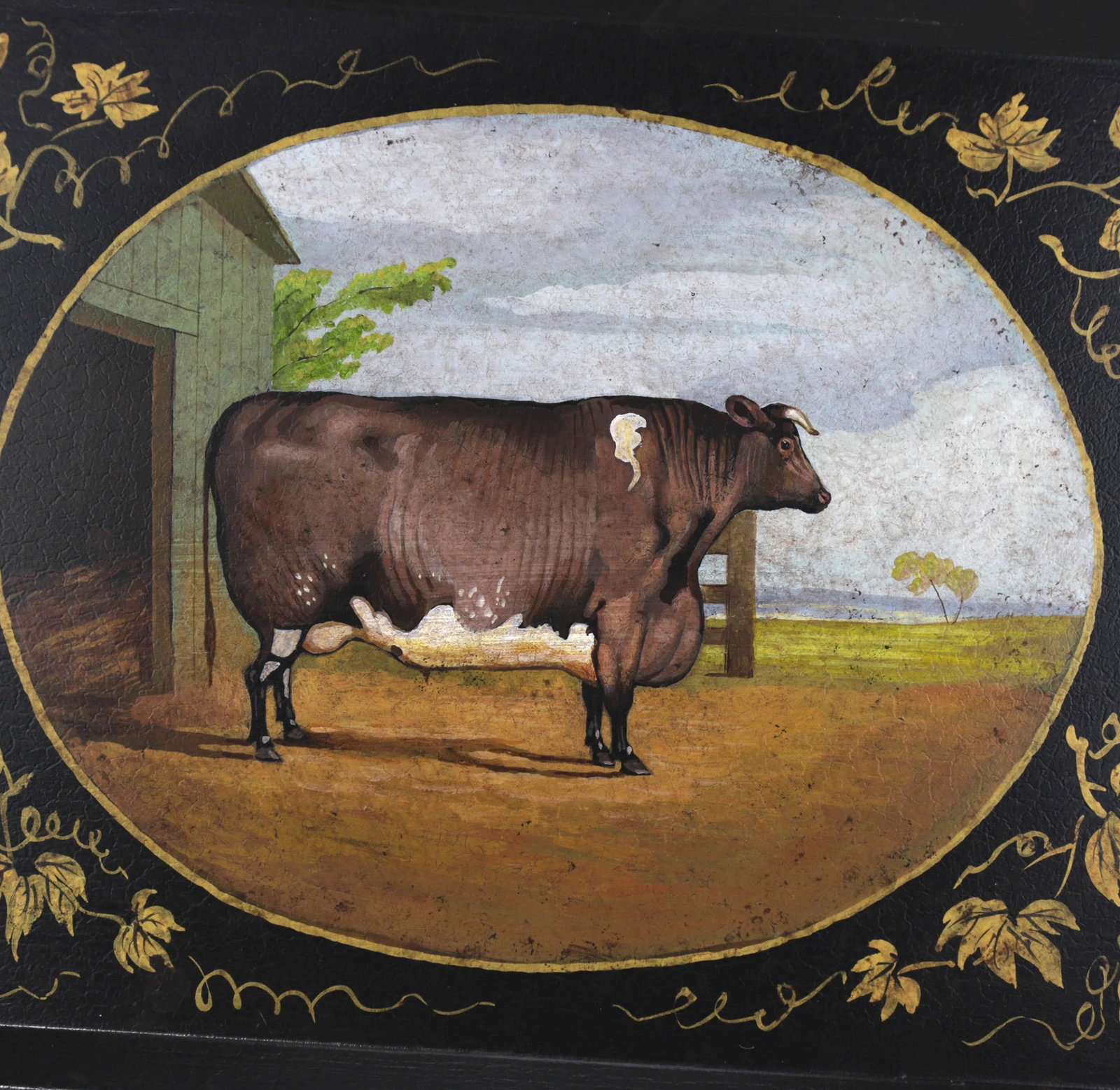 20th Century Hand-Painted English Countryside Art Decorative Metal Tray - 6