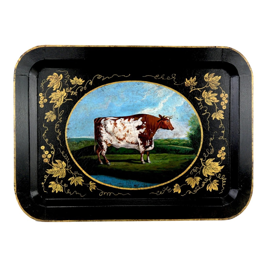 20th Century Hand-Painted English Countryside Art Decorative Metal Tray: 20th Century Hand-Painted English Countryside Art Decorative Metal Trayï¼ŒThese pieces are derived from English Countryside Art from the early to mid-19th century. Tray art became