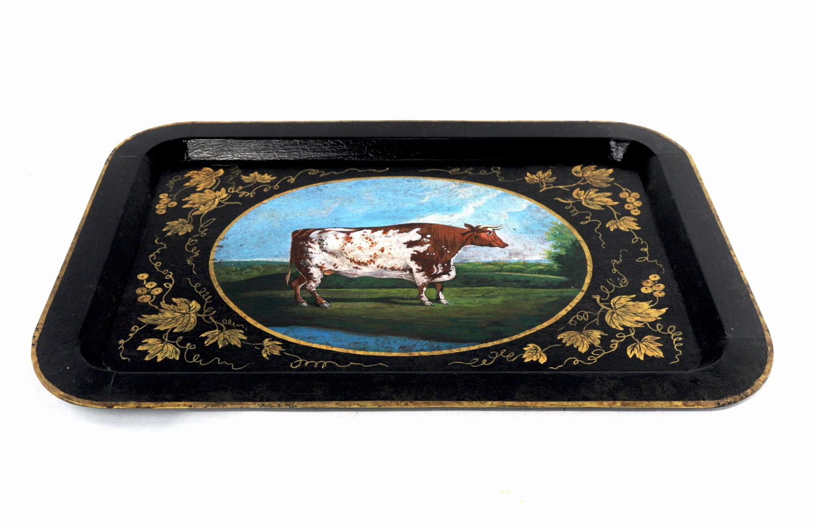 20th Century Hand-Painted English Countryside Art Decorative Metal Tray - 5