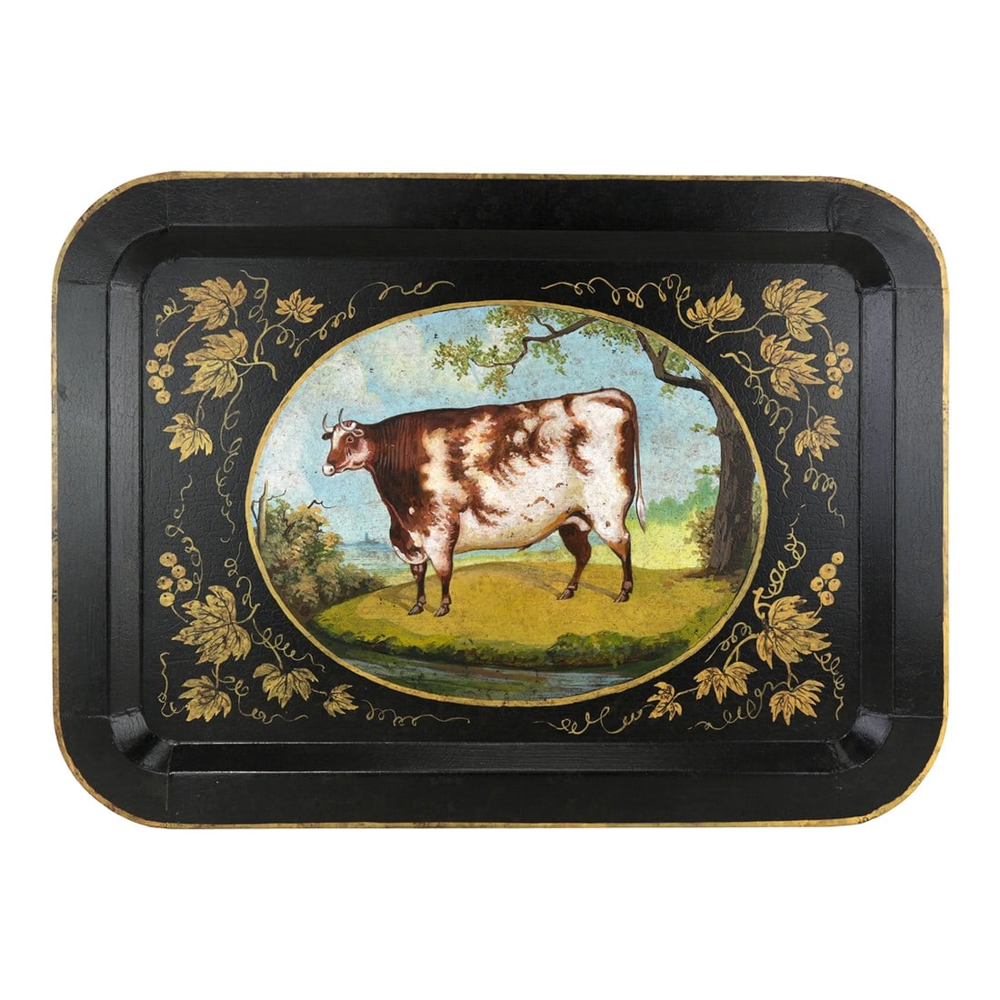 20th Century Hand-Painted English Countryside Art Decorative Metal Tray: 20th Century Hand-Painted English Countryside Art Decorative Metal Trayï¼ŒThese pieces are derived from English Countryside Art from the early to mid-19th century. Tray art became