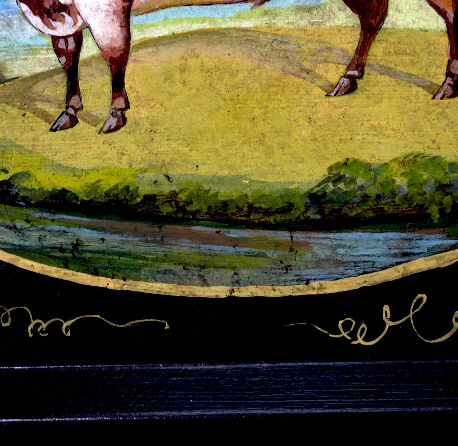 20th Century Hand-Painted English Countryside Art Decorative Metal Tray - 8