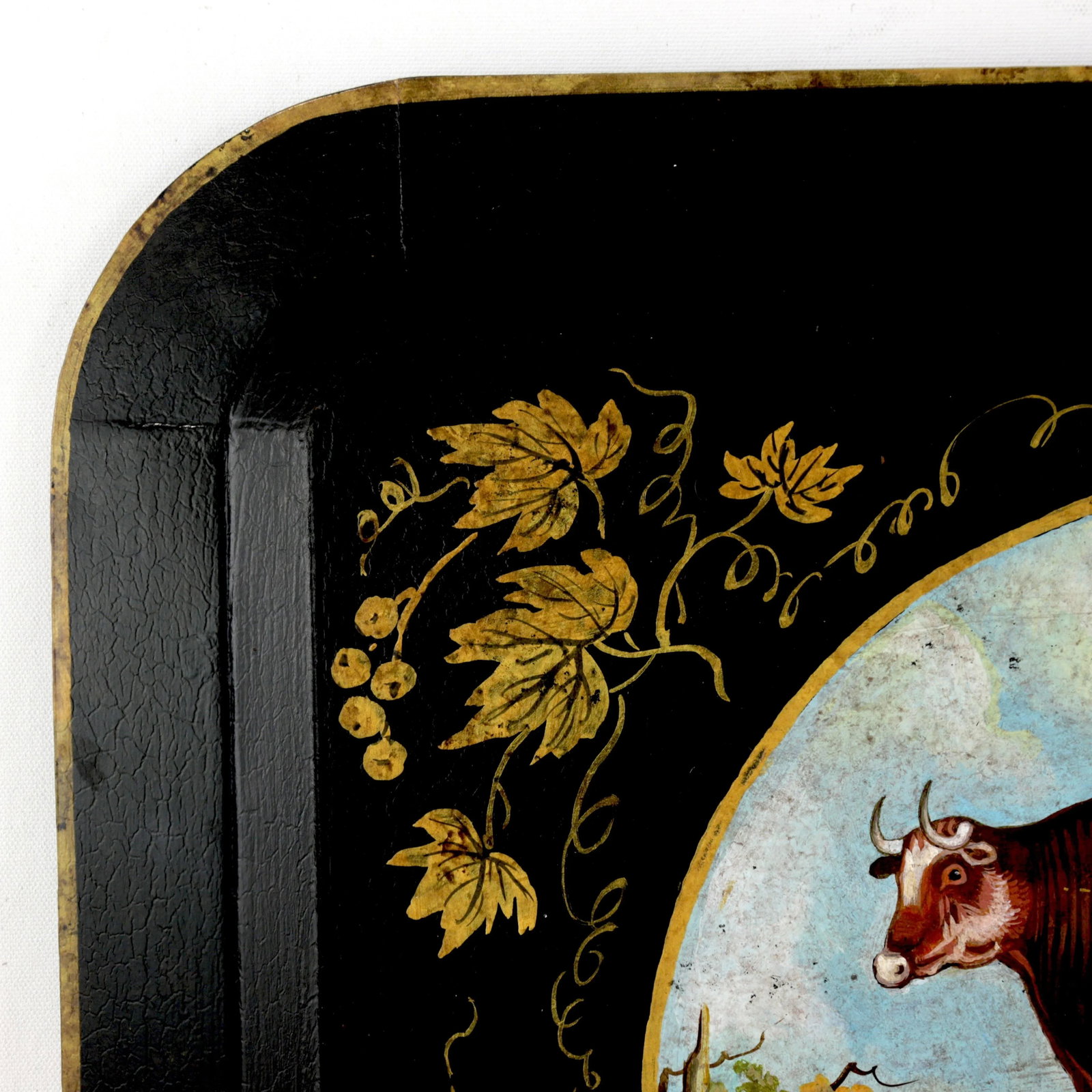 20th Century Hand-Painted English Countryside Art Decorative Metal Tray - 9