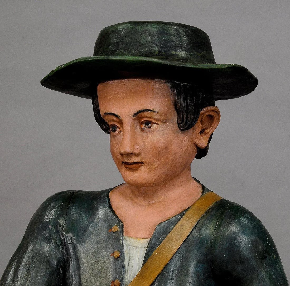 Mid 19th Century Antique Wooden Carved Crib Figurine of a Shepherd - 4
