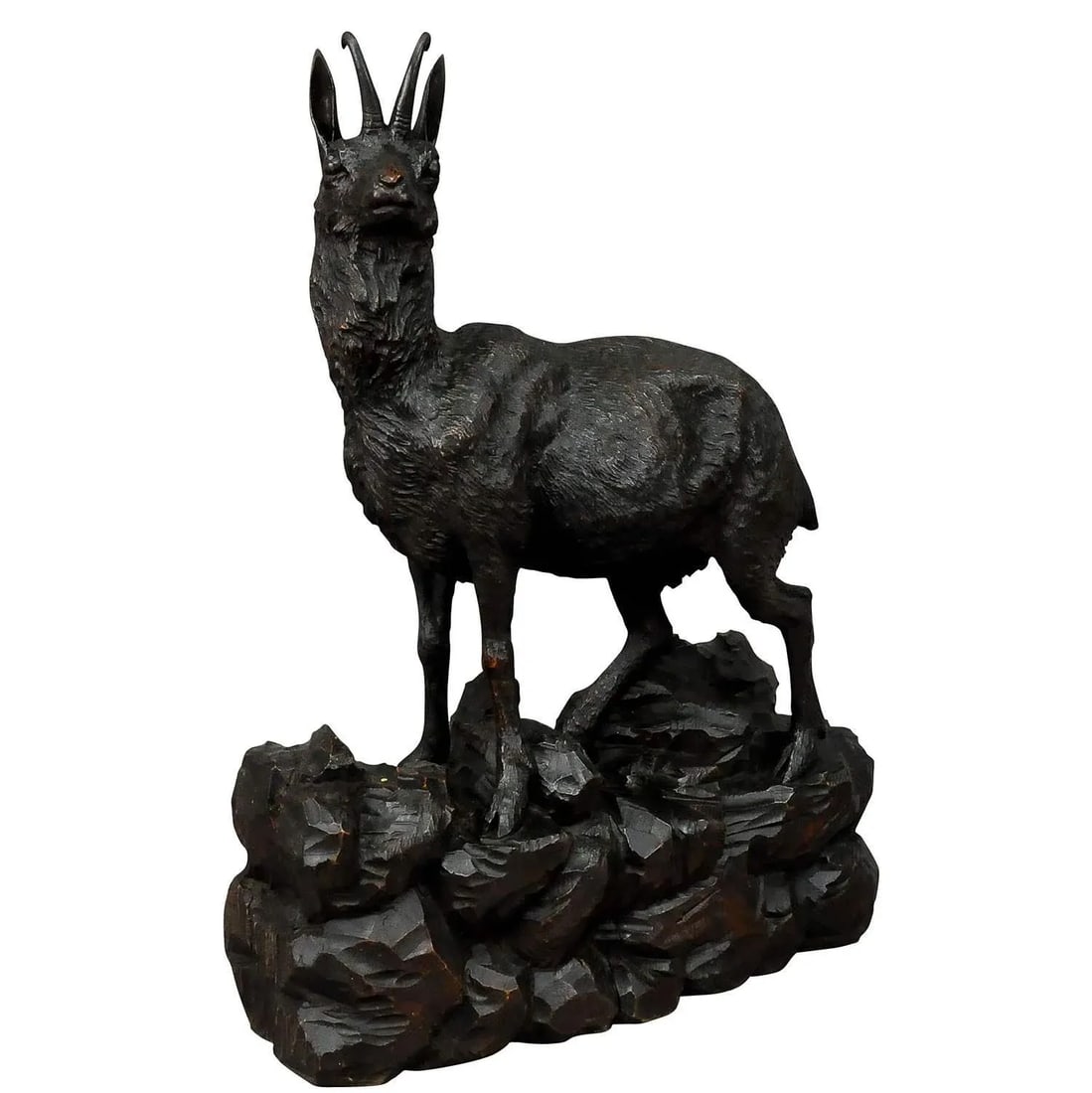 Black Forest Great Carved Wood Chamois Sculpture - 7