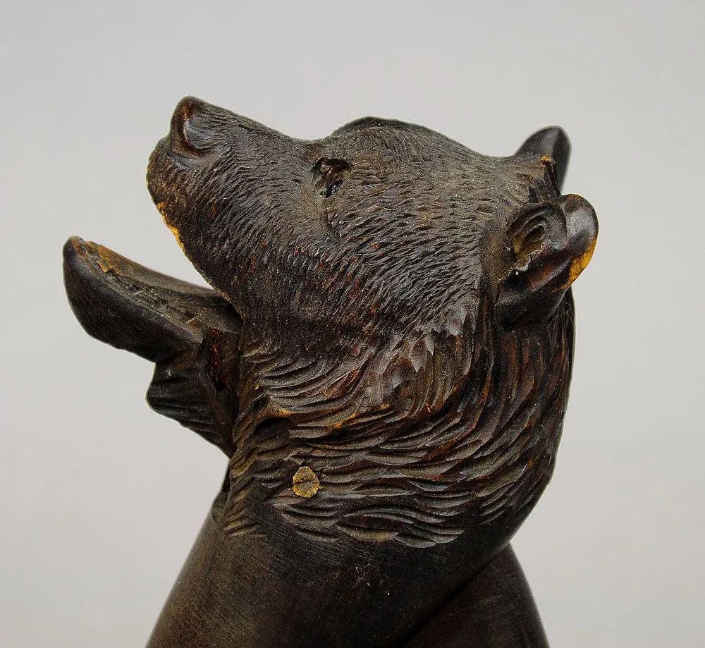 1920s Handcarved Wood Bear Head Nutcracker - 2