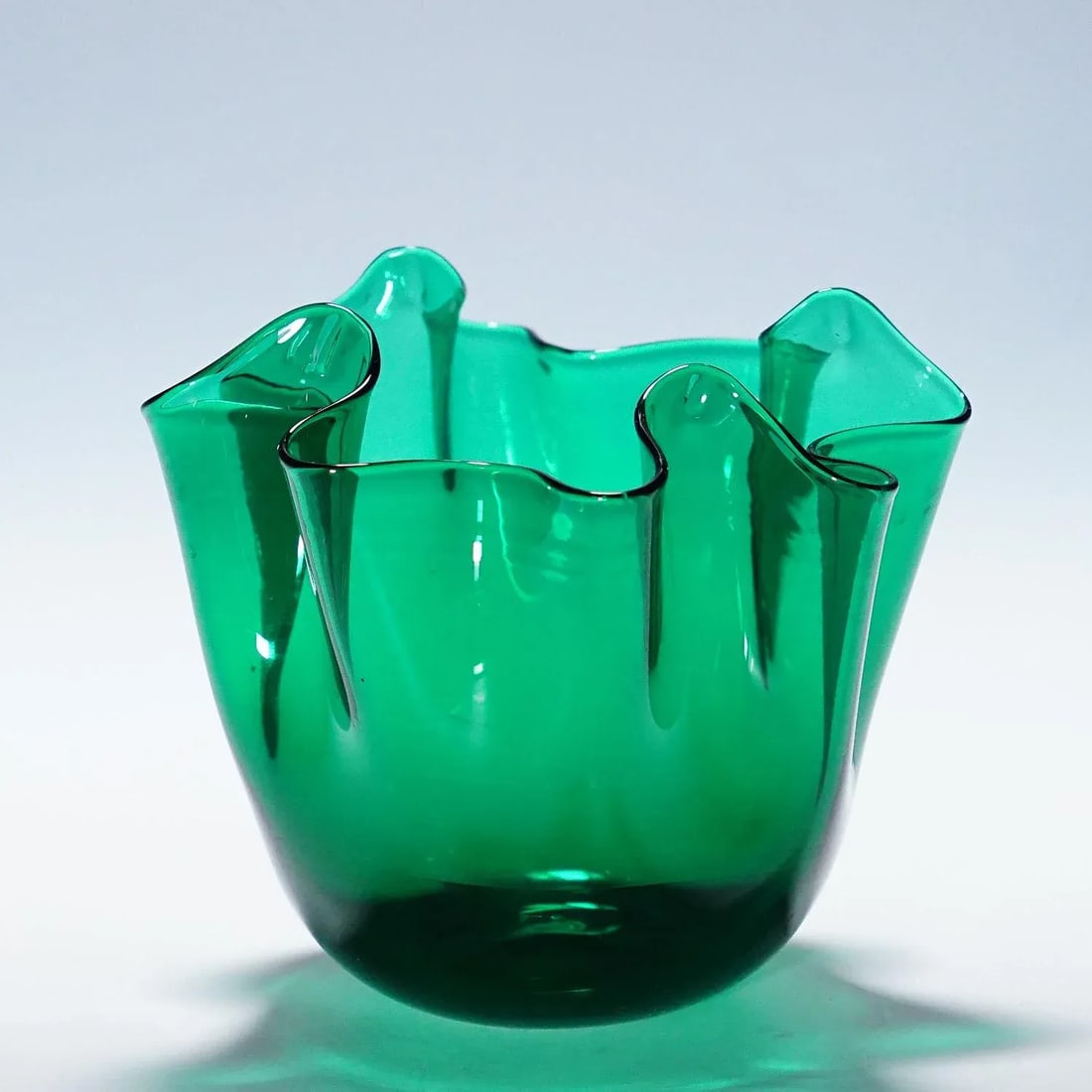 Venini Vase Fazzoletto in Green, Fulvio Bianconi 1950s - 4