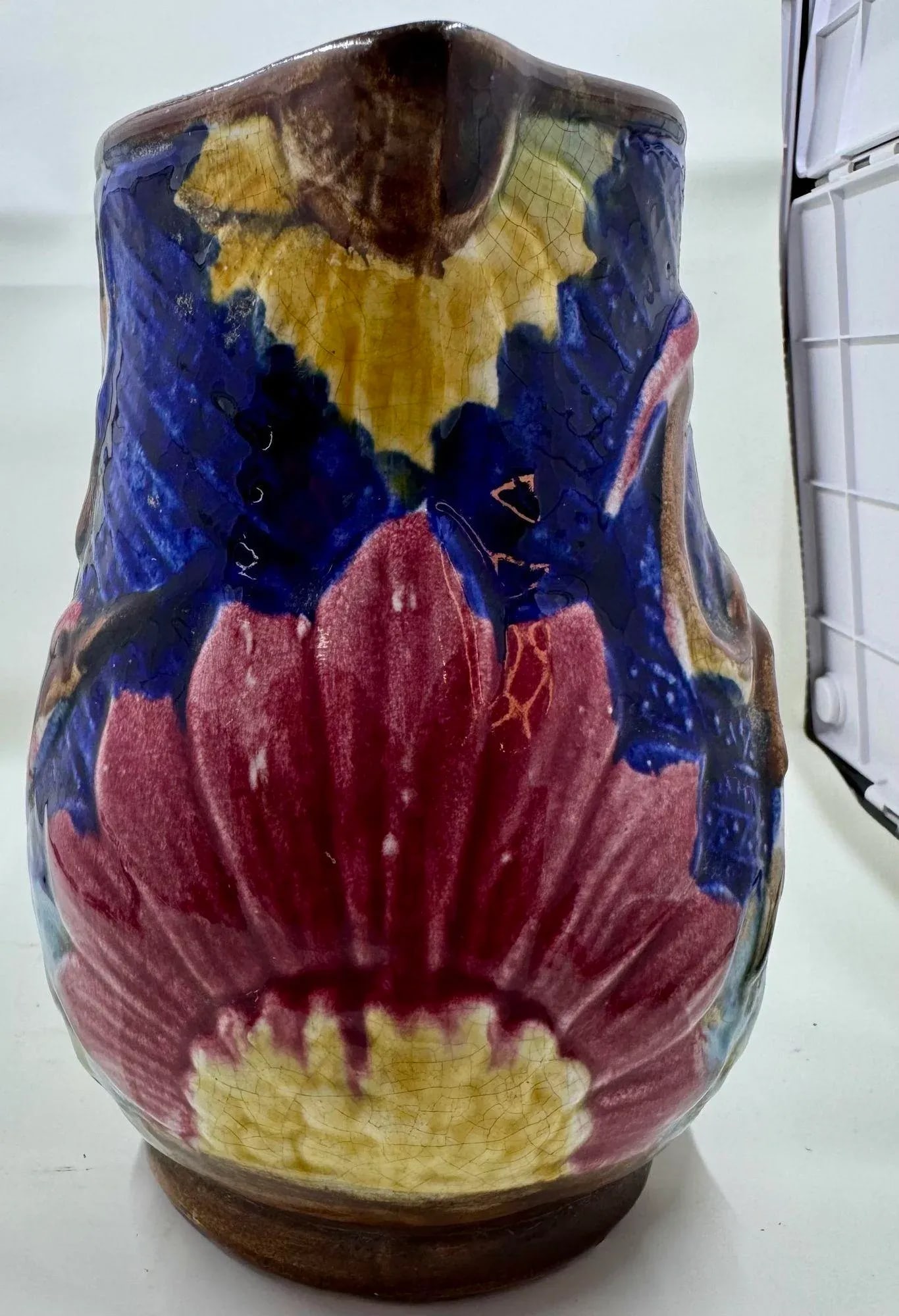 Antique 19th Century French Majolica Pitcher /Jug Decorated With Cranes - 12