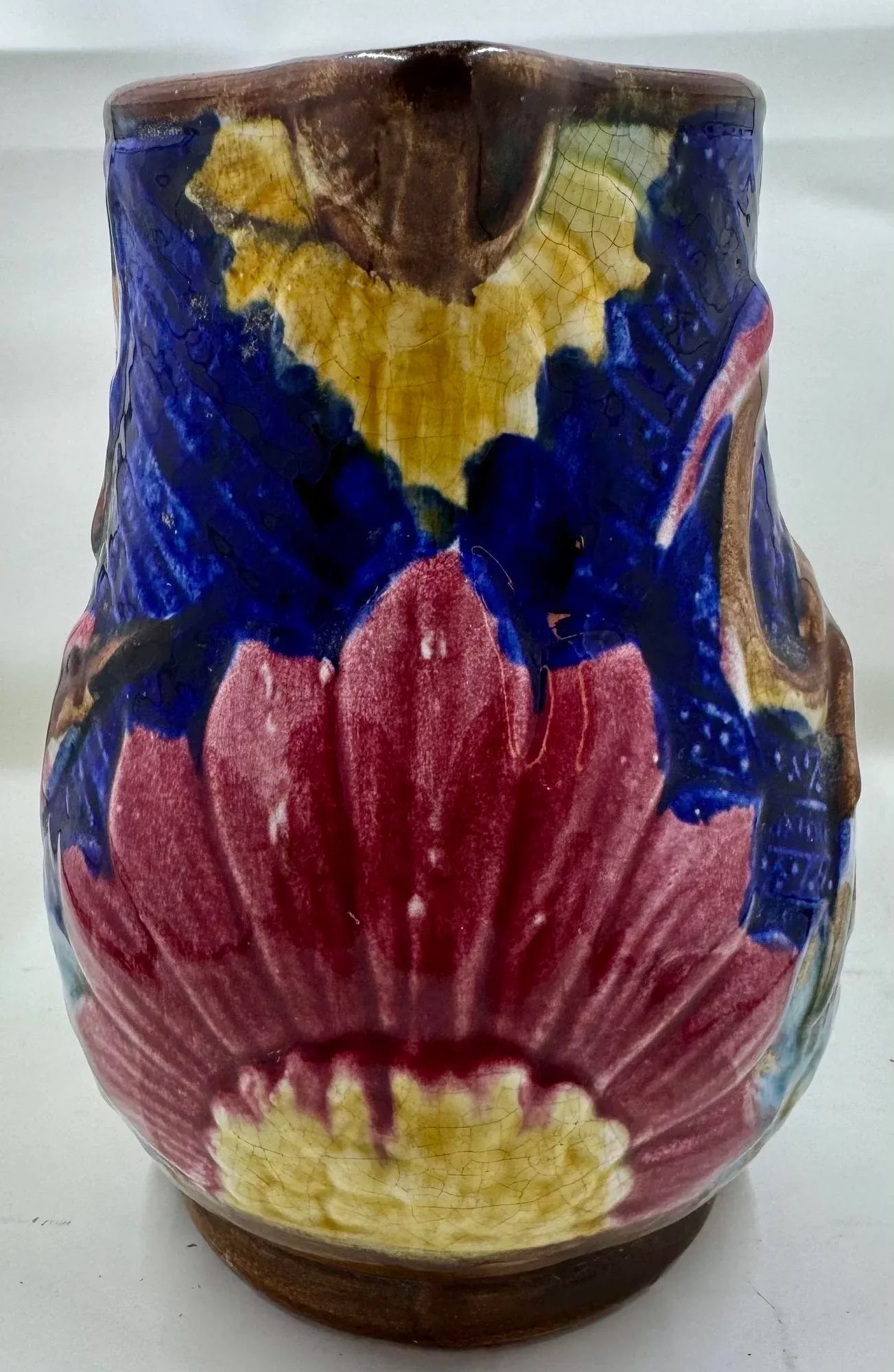 Antique 19th Century French Majolica Pitcher /Jug Decorated With Cranes - 4