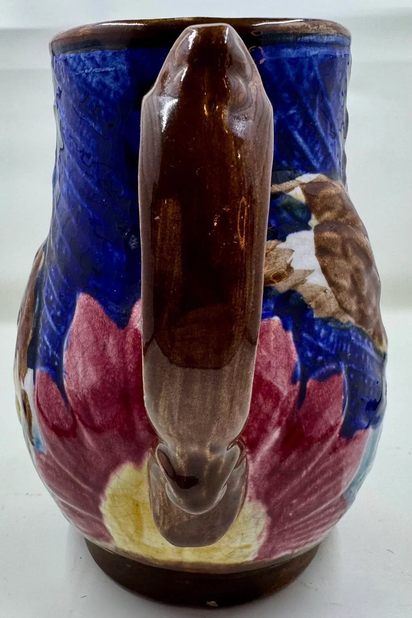 Antique 19th Century French Majolica Pitcher /Jug Decorated With Cranes - 7