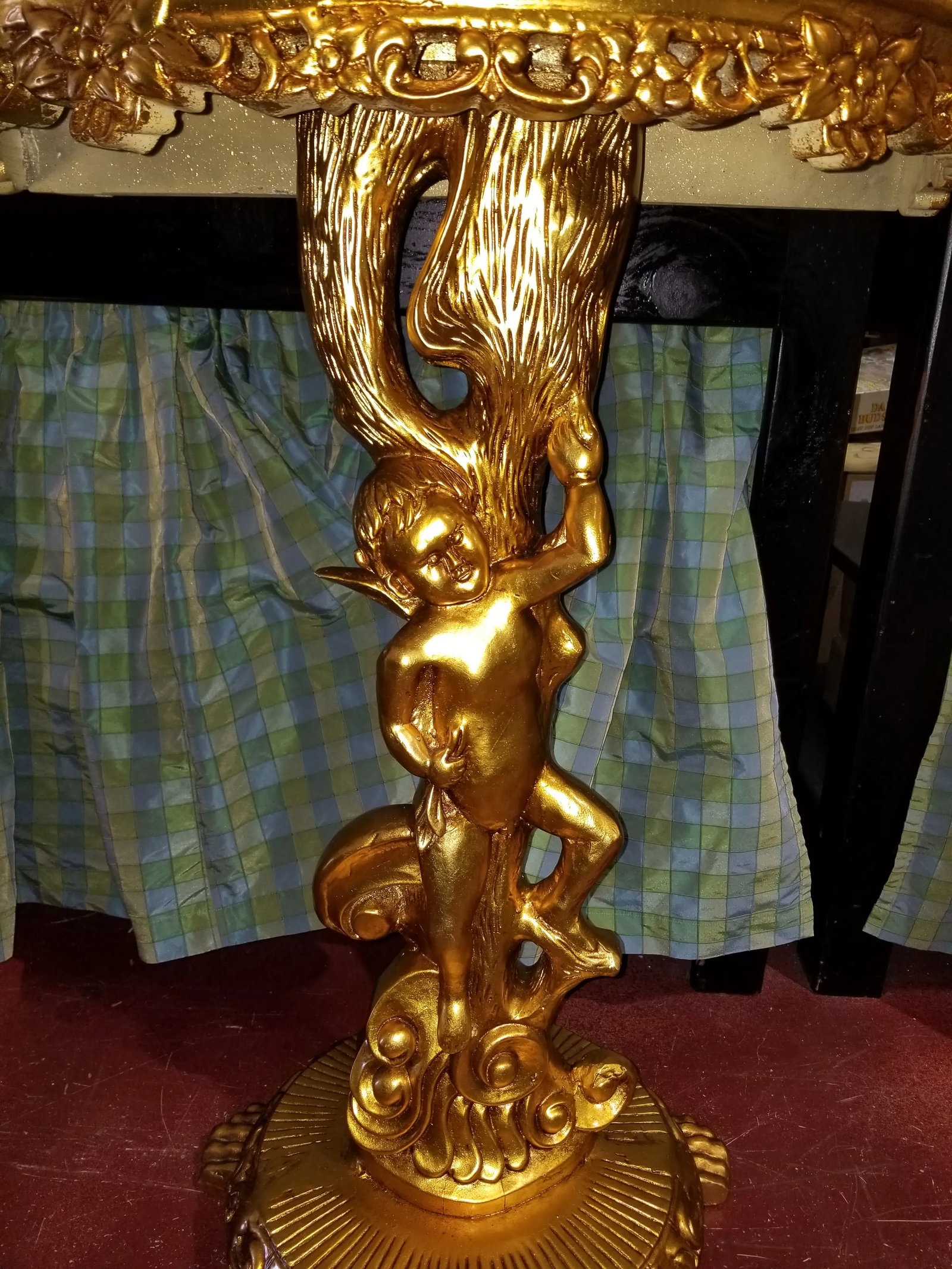 1980s Cherub Gilt Demilune Console Table - 9