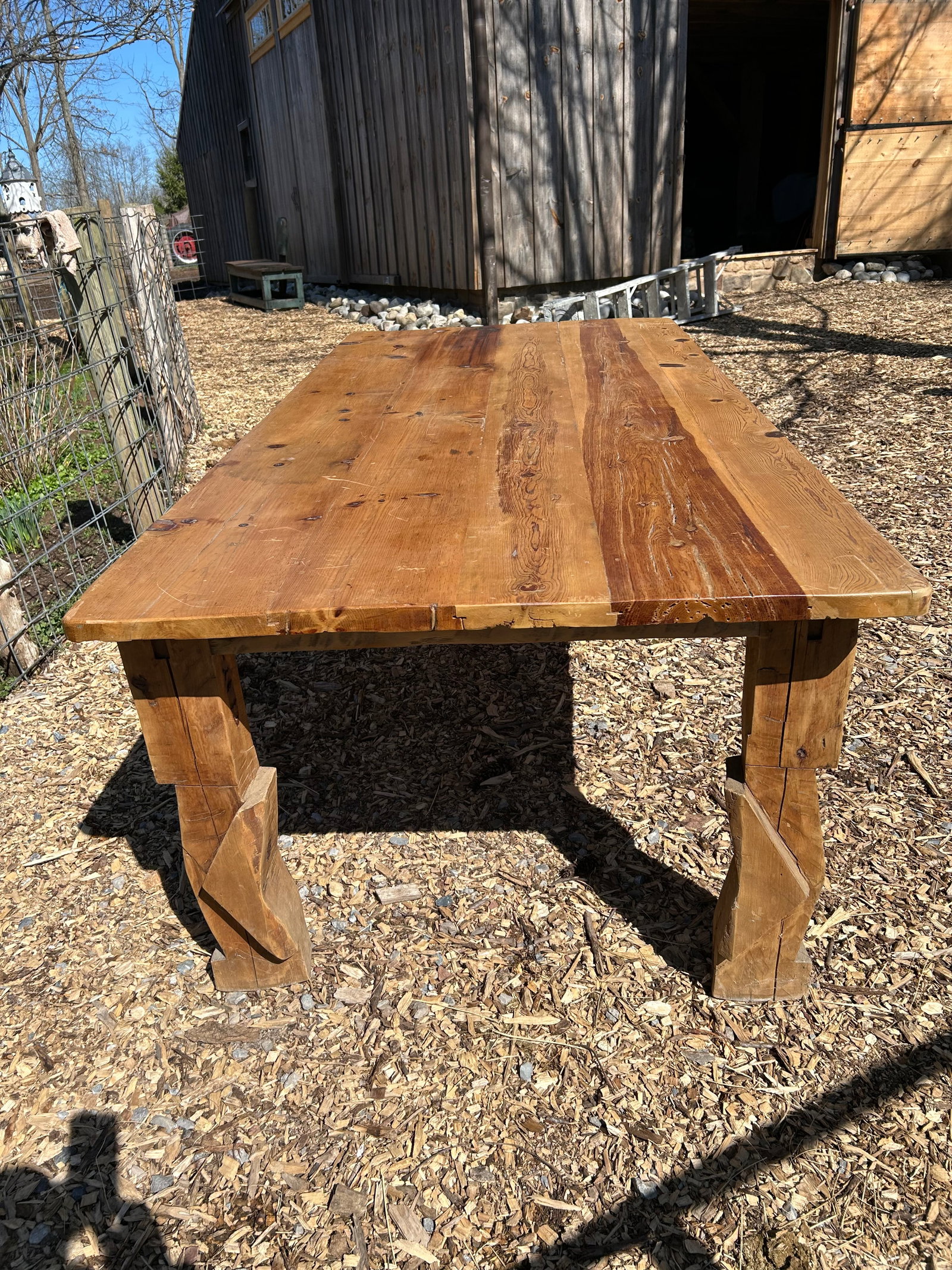 Large Hand Made Pine Farm Table - 10