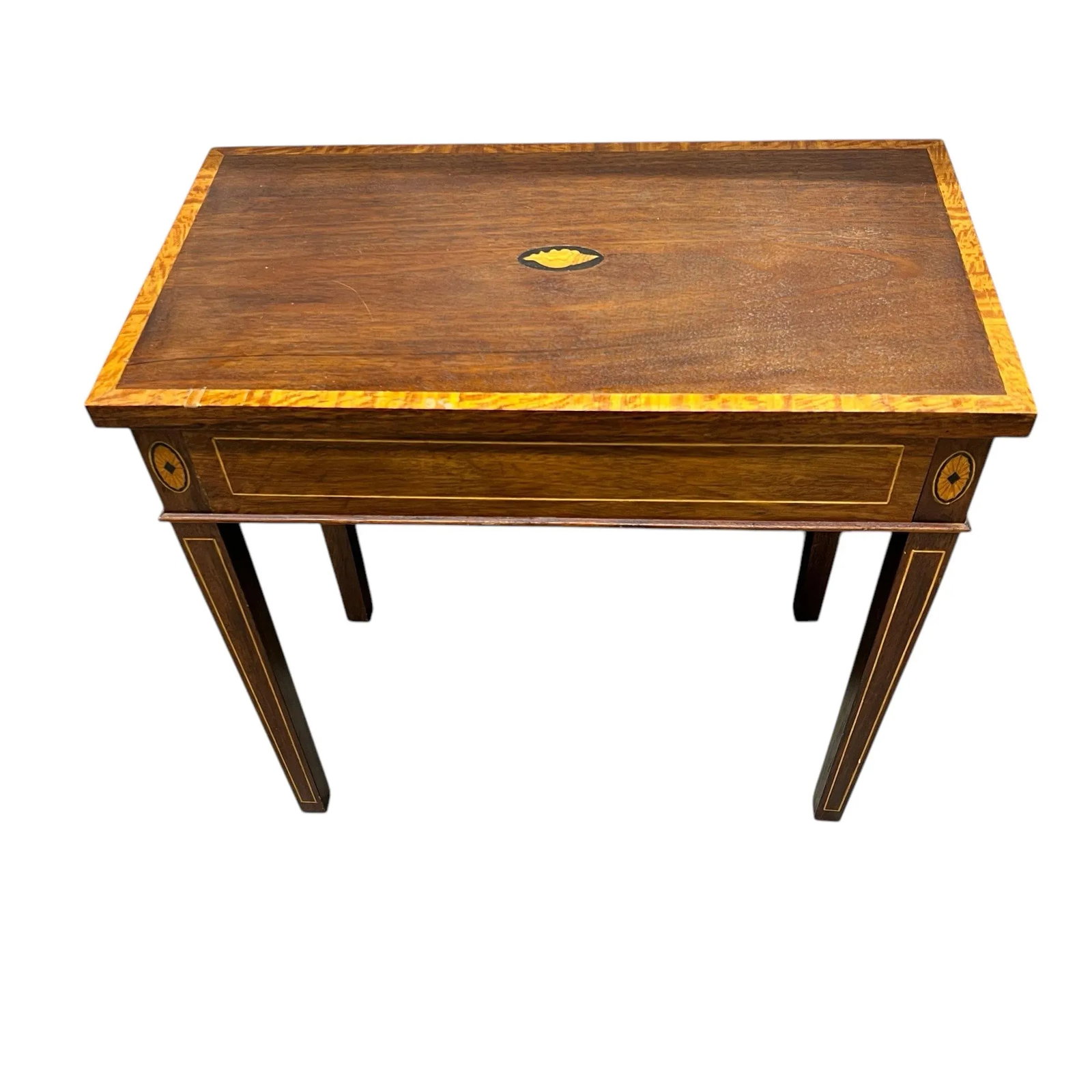Vintage Handmade Inlaid Seashell Design Center Wood Table - 10
