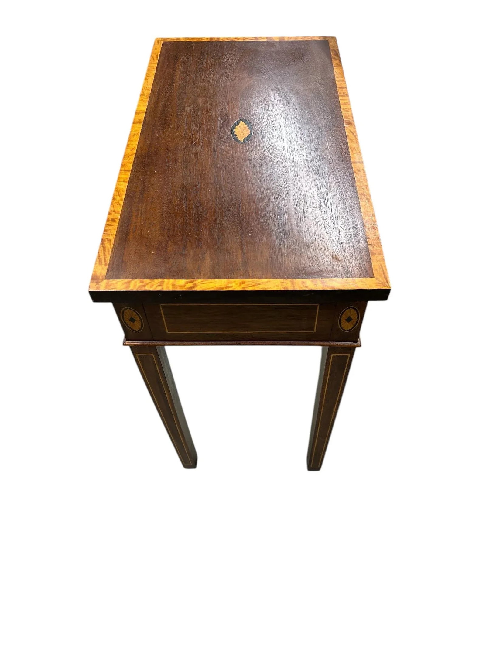 Vintage Handmade Inlaid Seashell Design Center Wood Table - 3