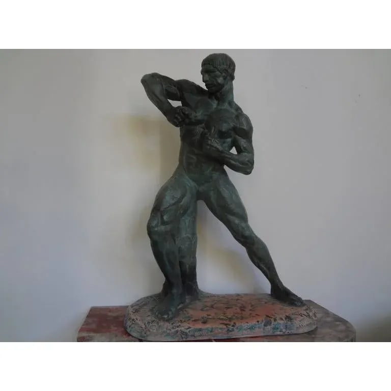 1930's French Art Deco Terracotta Sculpture, Signed Bargas - 2