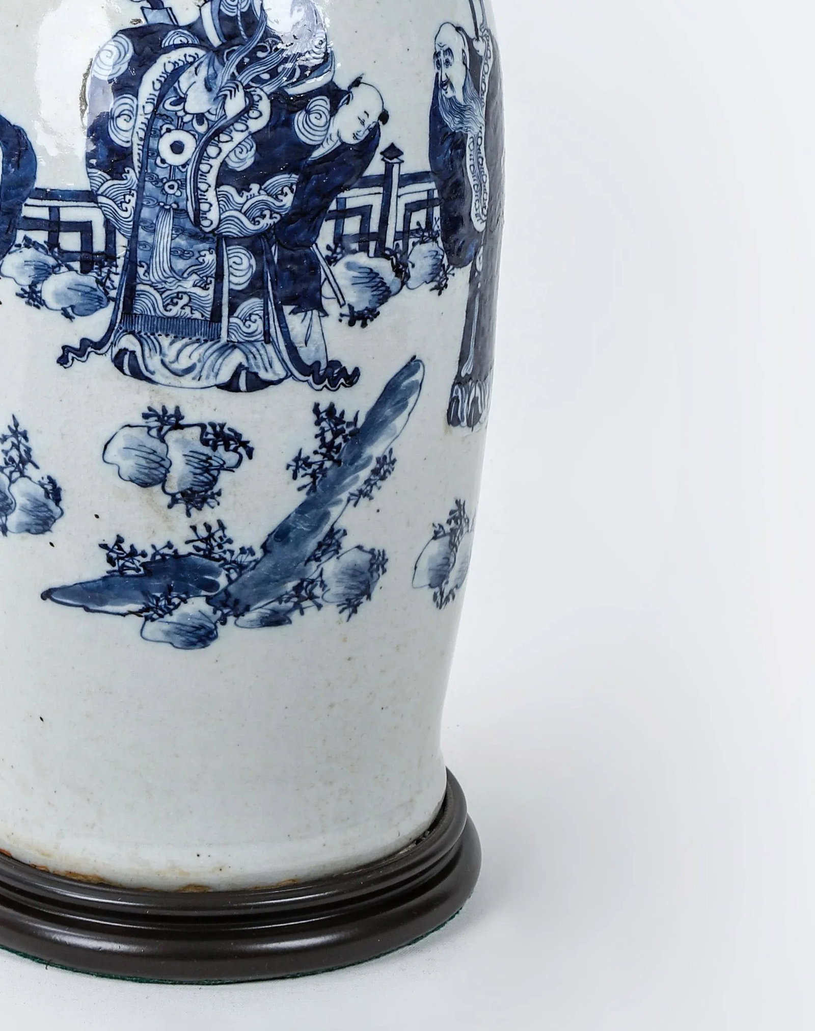 19th Century Chinese Blue and White Porcelain Vase Table Lamp - 7
