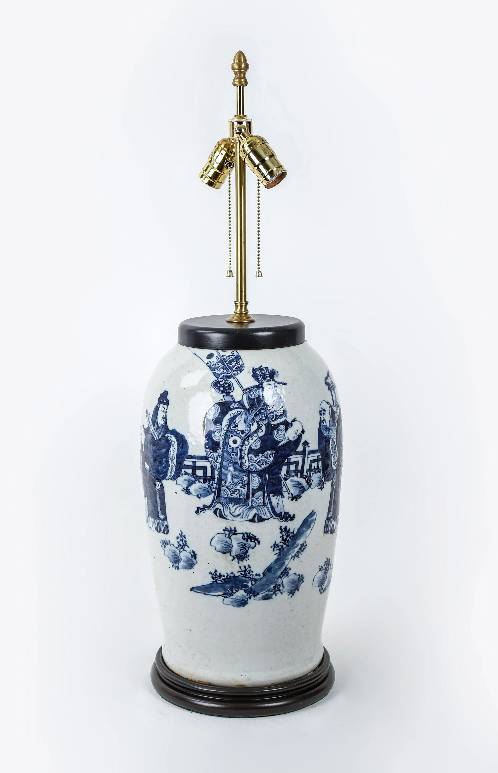 19th Century Chinese Blue and White Porcelain Vase Table Lamp - 8