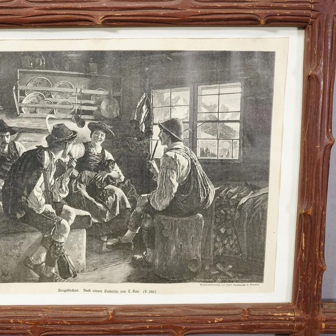 Antique Copper Engraving Print With Popular Bavarian Scene Ca. 1900 - 2