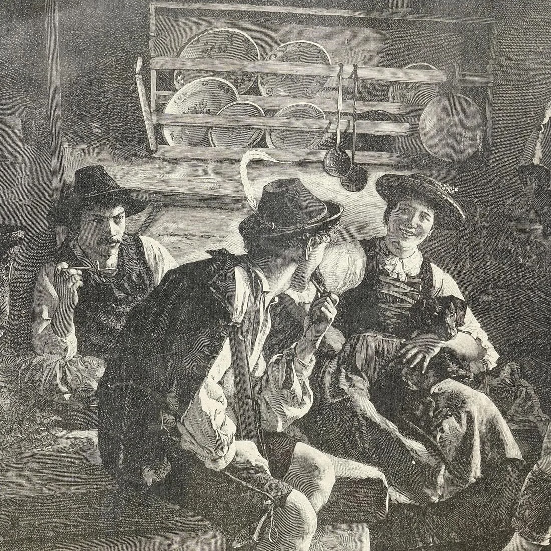 Antique Copper Engraving Print With Popular Bavarian Scene Ca. 1900 - 3