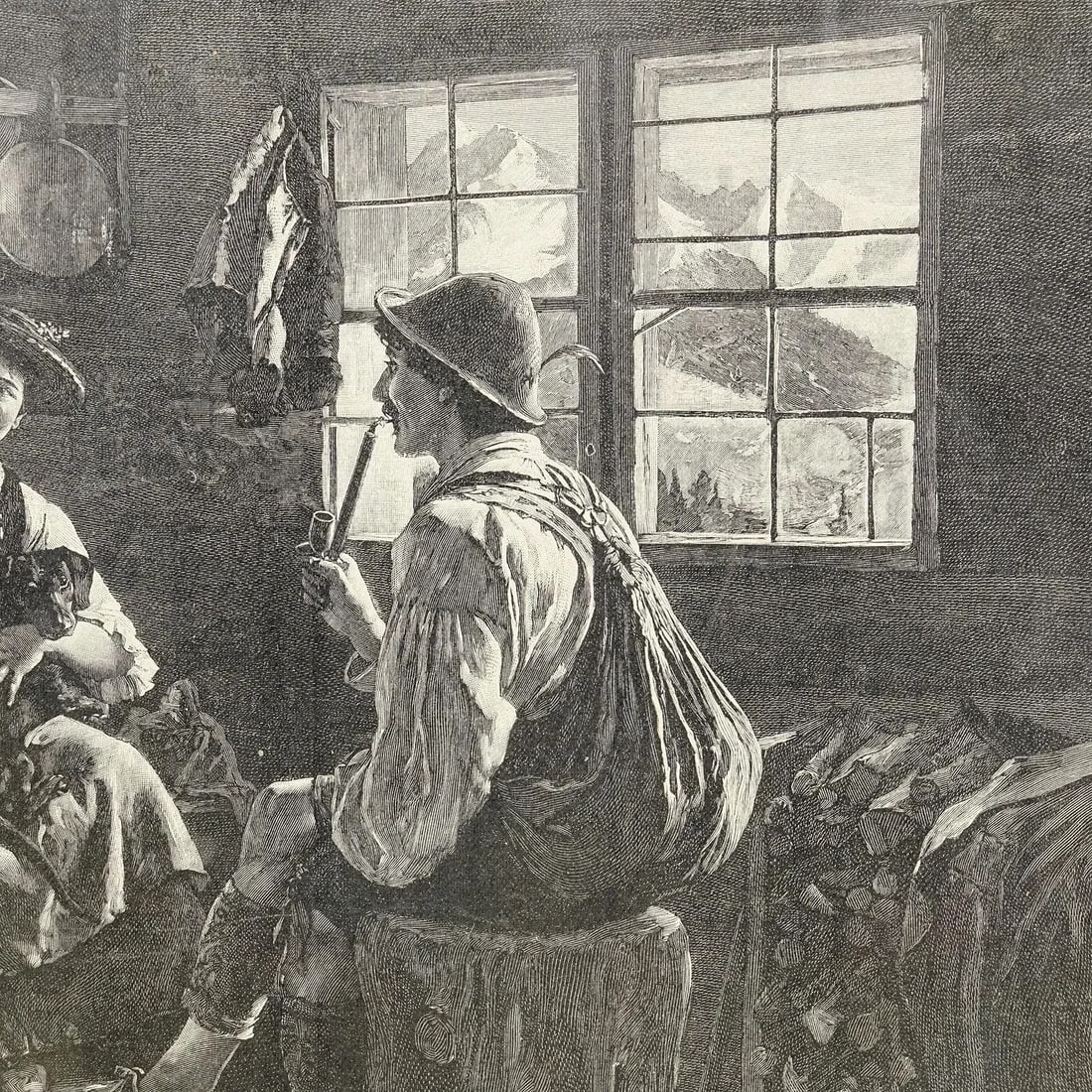 Antique Copper Engraving Print With Popular Bavarian Scene Ca. 1900 - 4