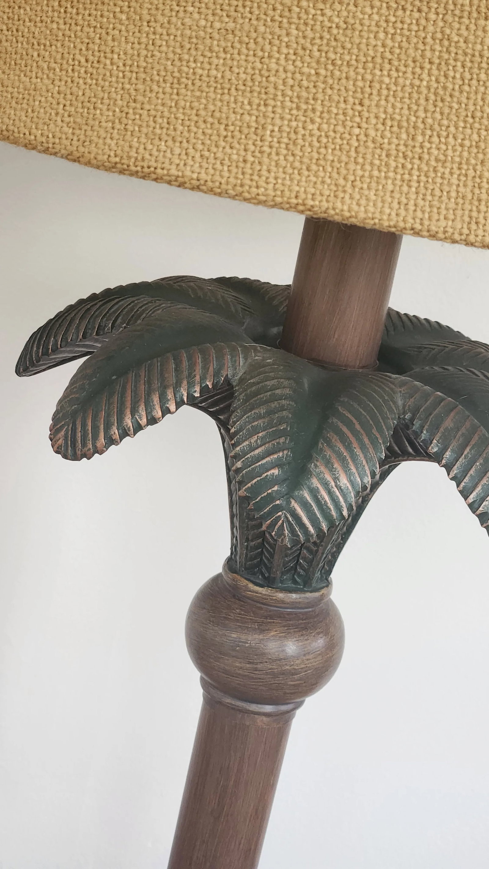 1980s Vintage Palm Leaf Table Lamps With Shades, a Pair - 4