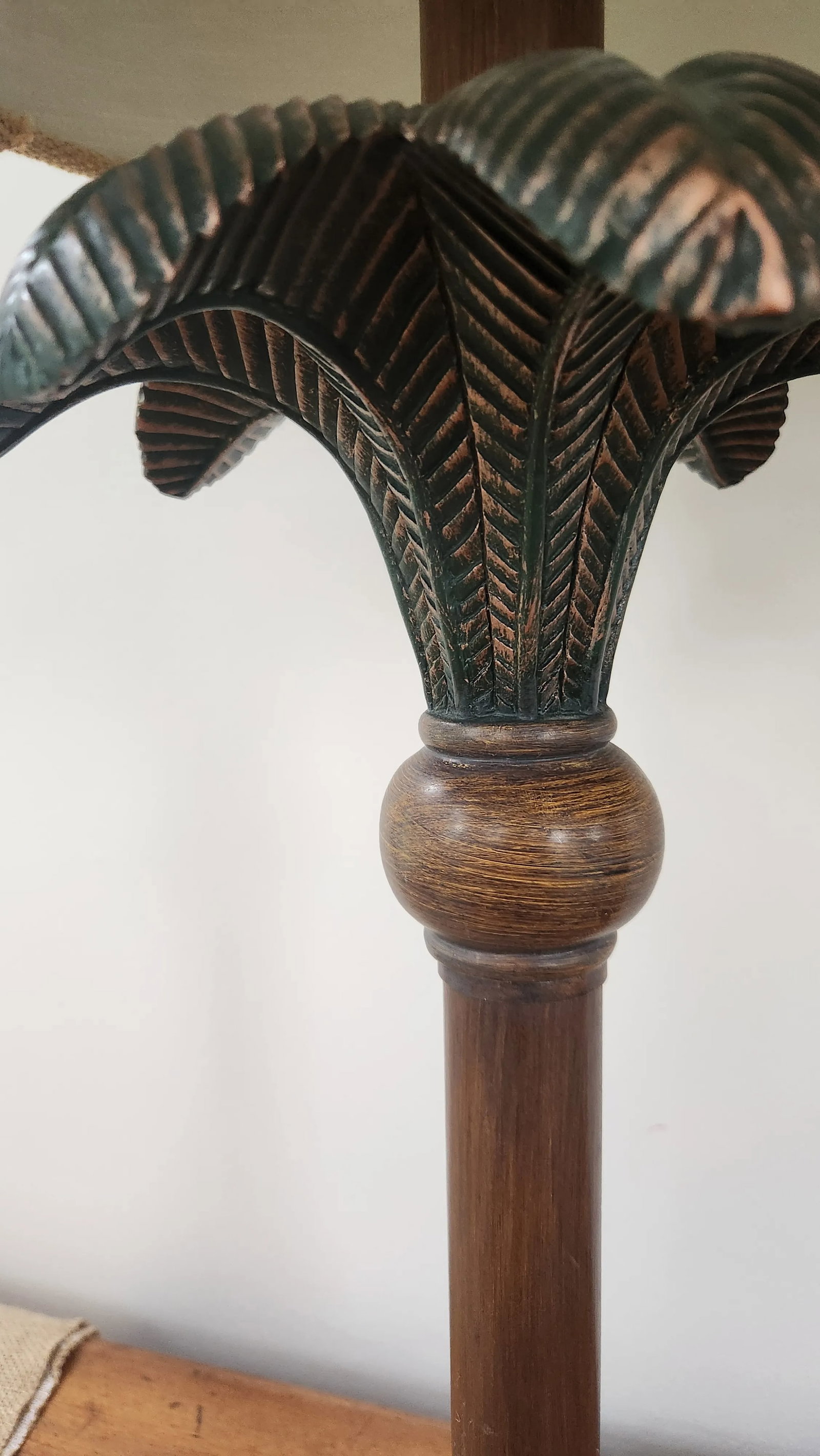 1980s Vintage Palm Leaf Table Lamps With Shades, a Pair - 6