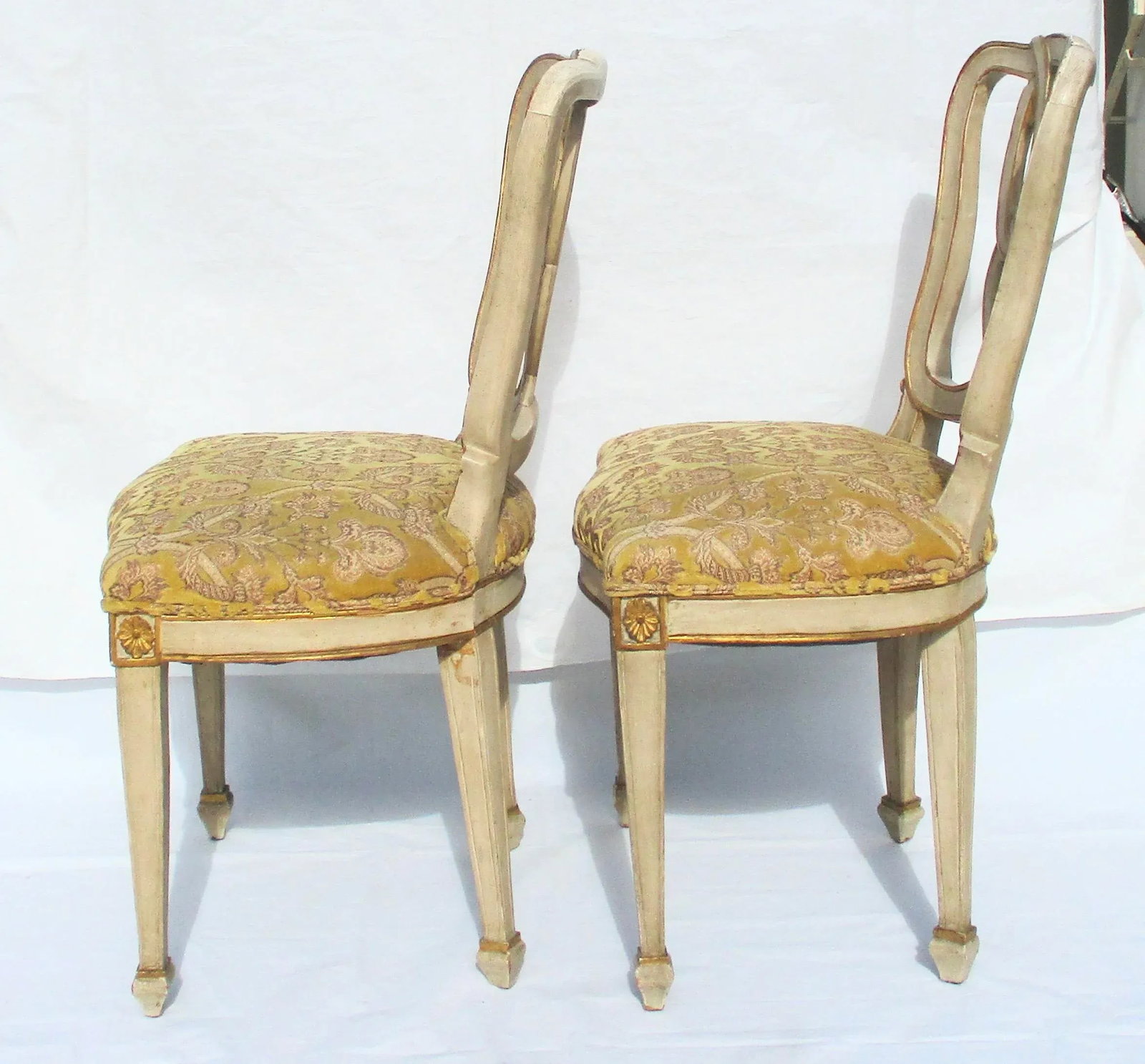 Italian Carved Spade Leg Side Chairs - a Pair of 2 - 3