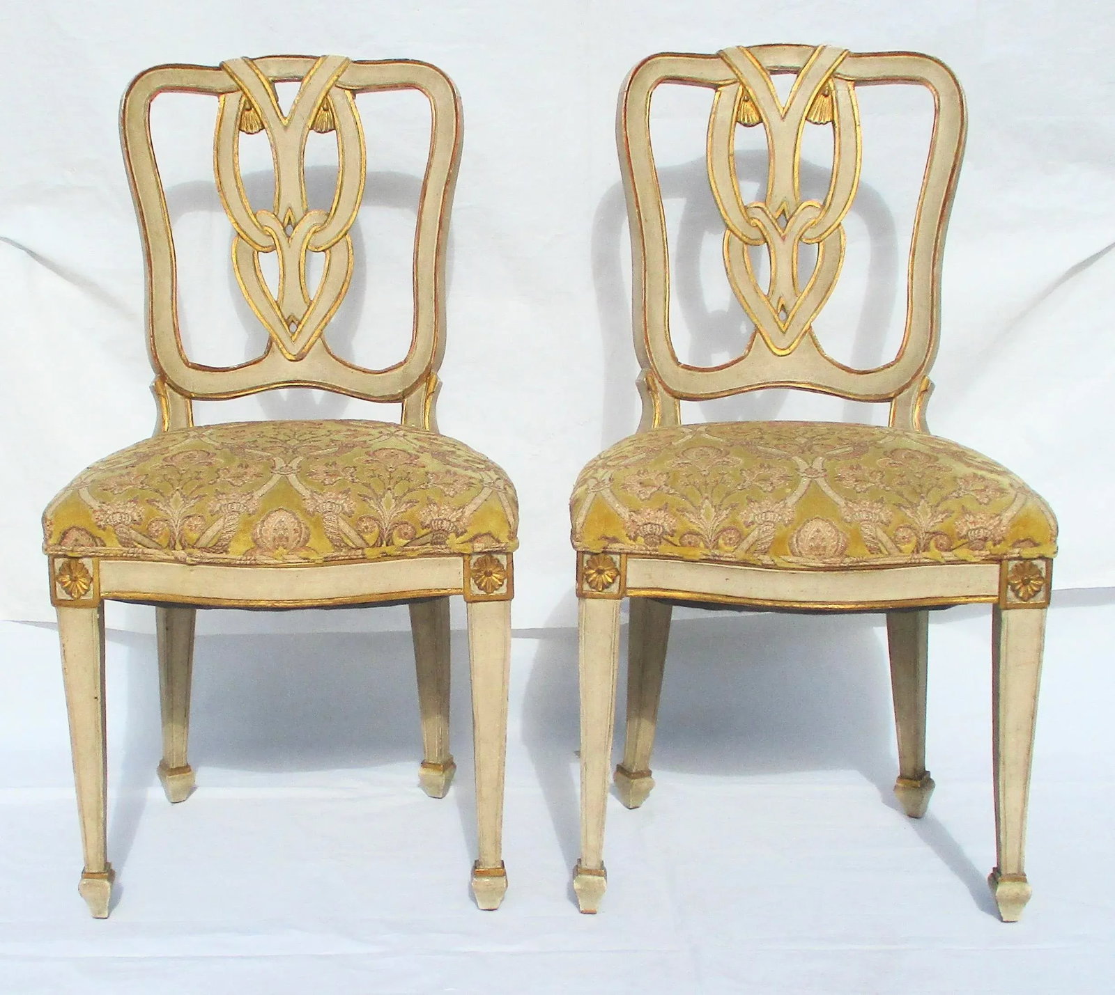 Italian Carved Spade Leg Side Chairs - a Pair of 2 - 8
