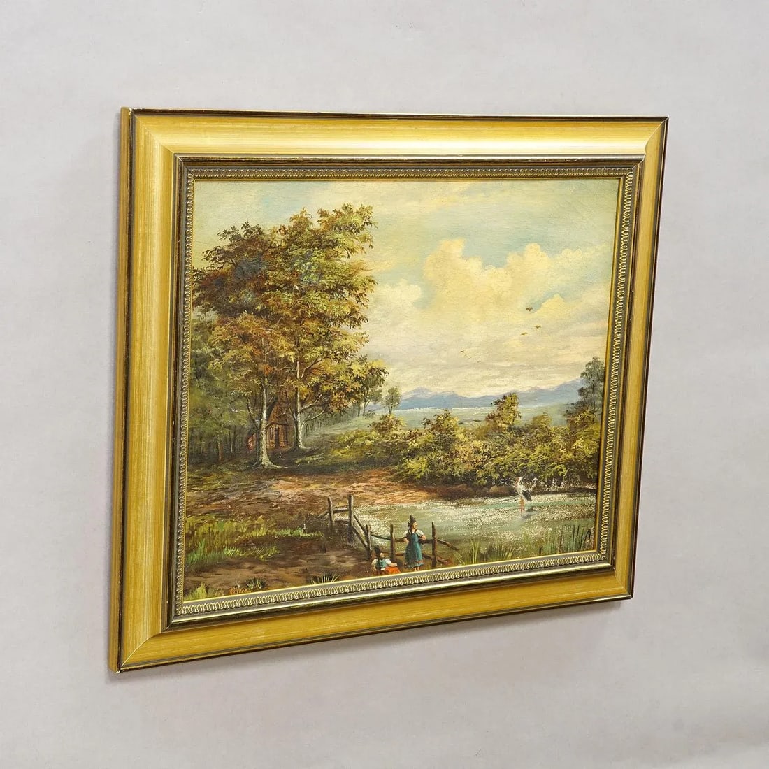 19th Century Biedermeier Landscape Painting With Lake and Trees - 2