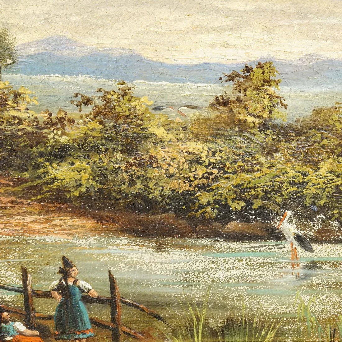 19th Century Biedermeier Landscape Painting With Lake and Trees - 4