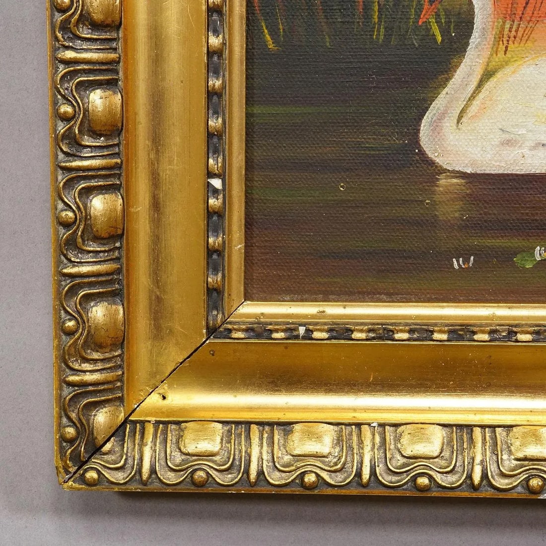 19th Century Painting With Swans on a Lake at Sunset - 4