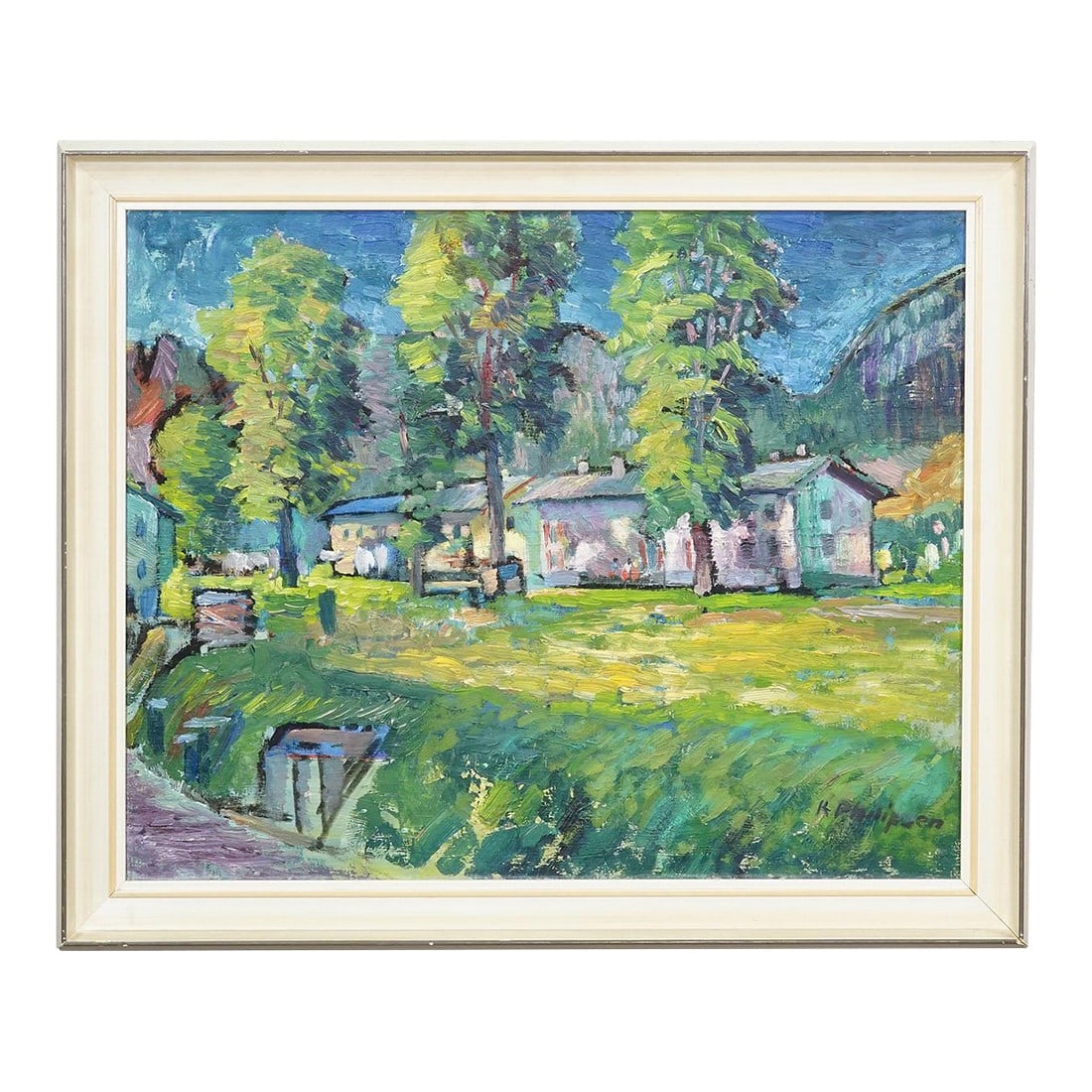 Impressionistic Painting of a Garden With Buildings in the Background (1 of 8)