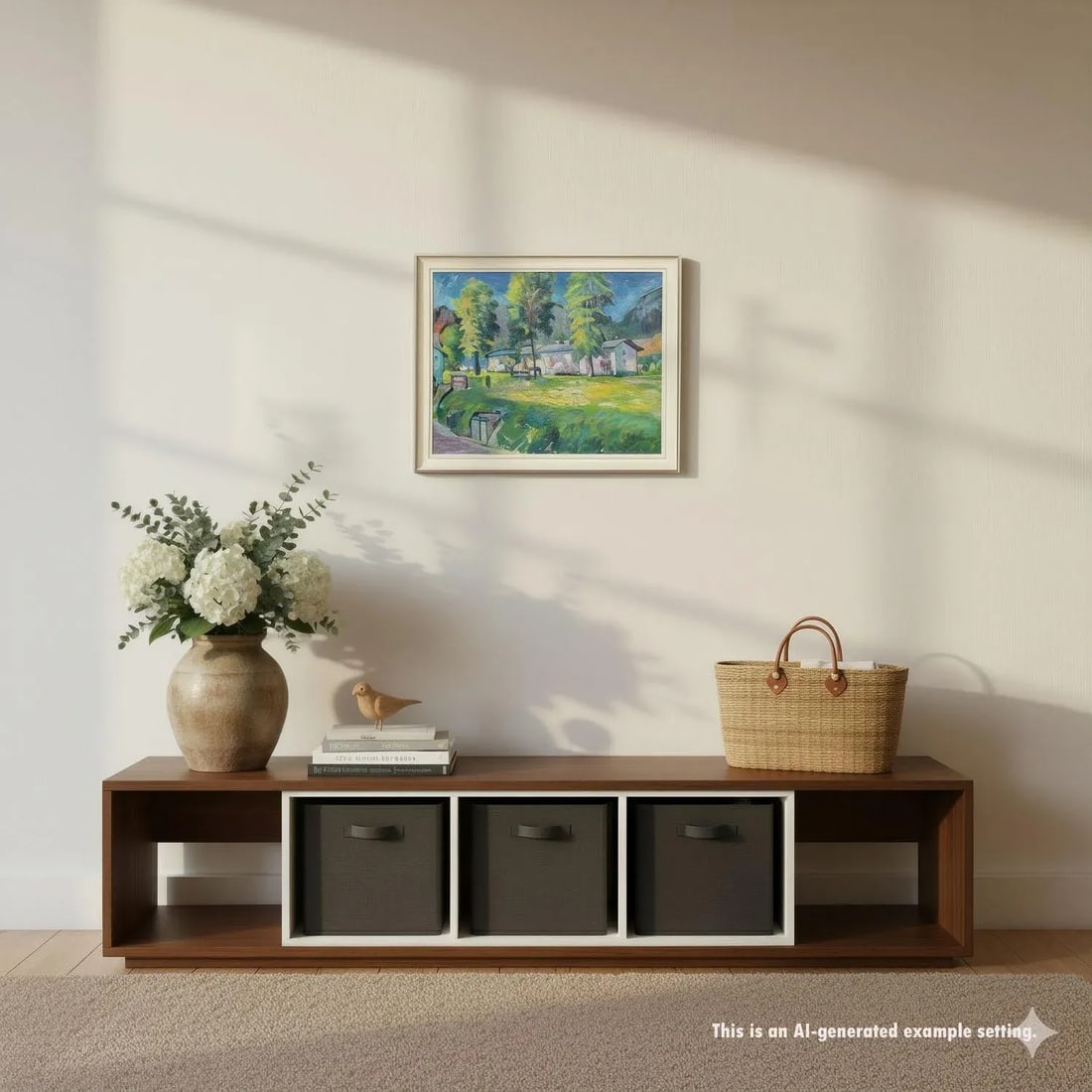 Impressionistic Painting of a Garden With Buildings in the Background - 2