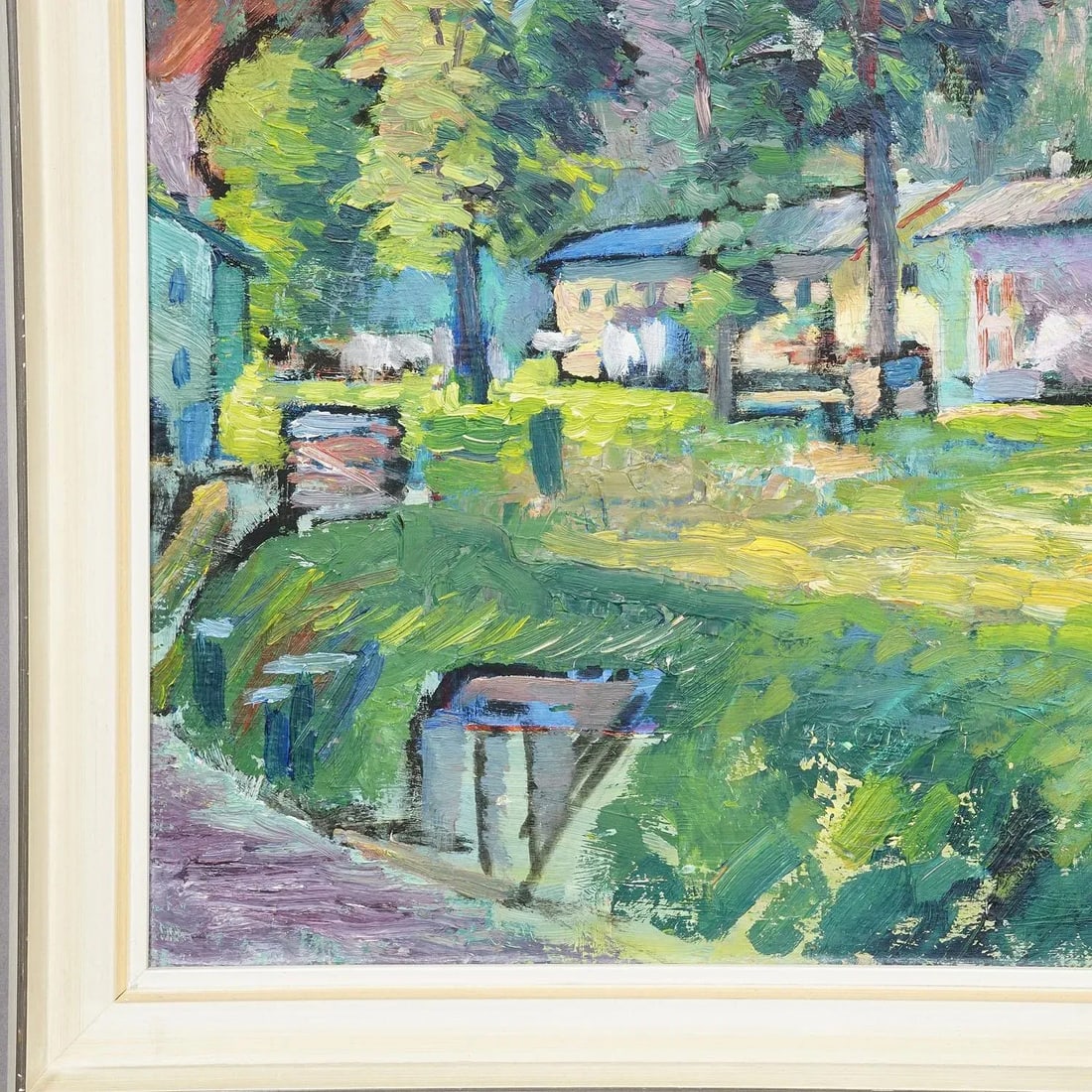 Impressionistic Painting of a Garden With Buildings in the Background - 5