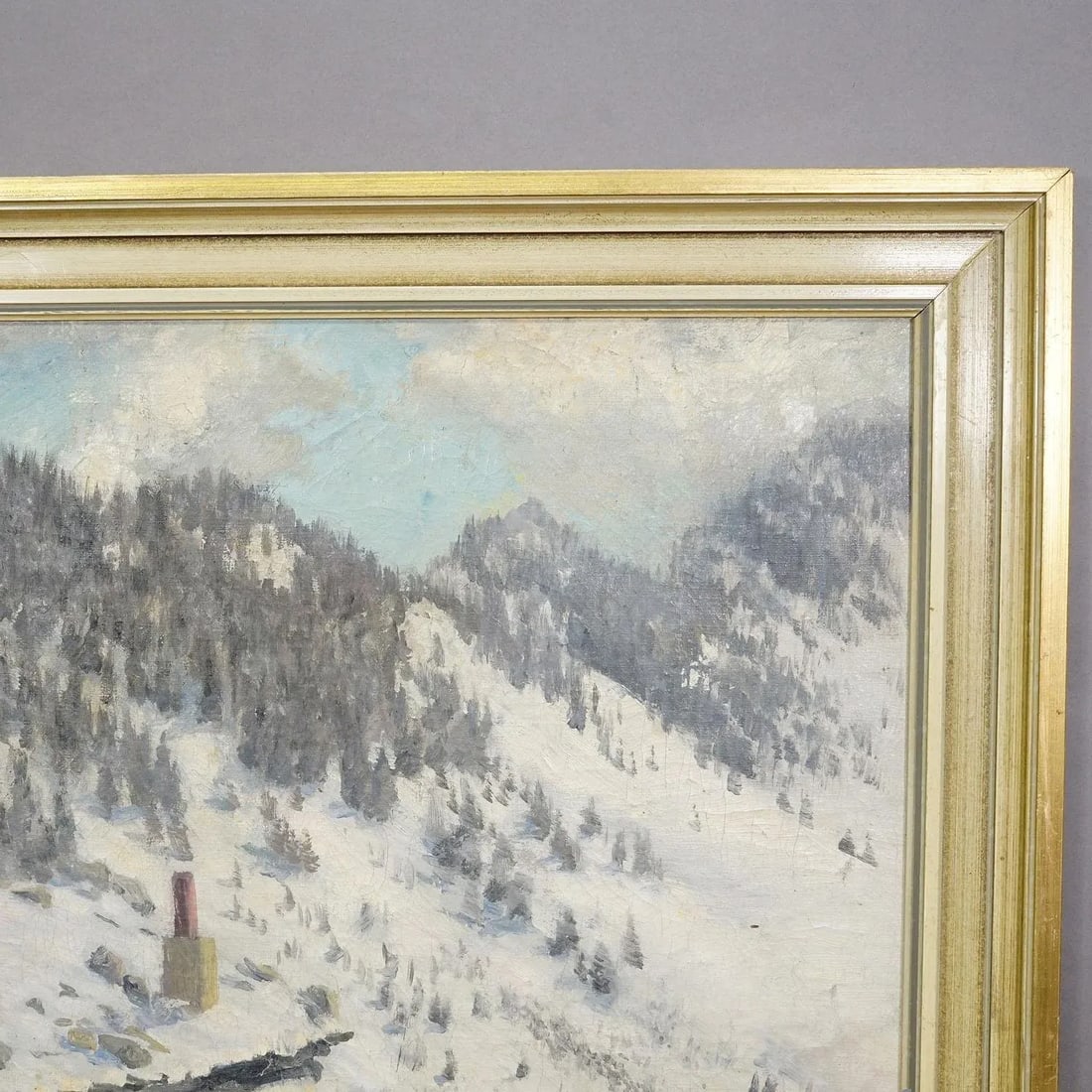 Impressionistic Painting of an Alpine Mountain Hut in the Winter - 4