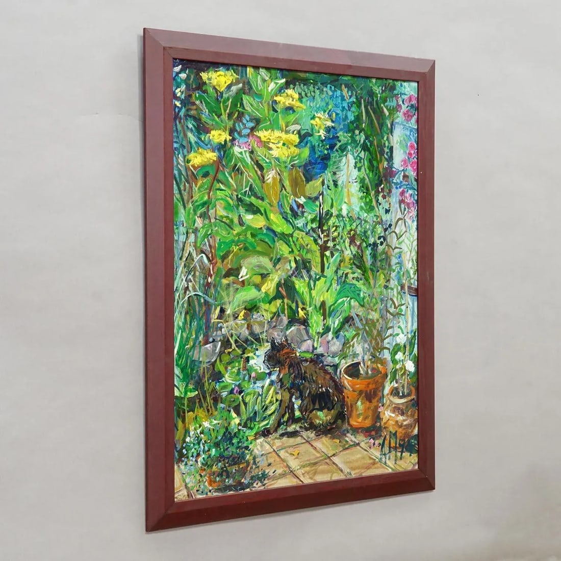 Vintage Impressionistic Oil Painting of a Garden Scenery, Alexander Michael 1994 - 2