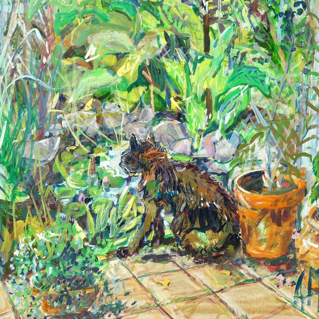 Vintage Impressionistic Oil Painting of a Garden Scenery, Alexander Michael 1994 - 5