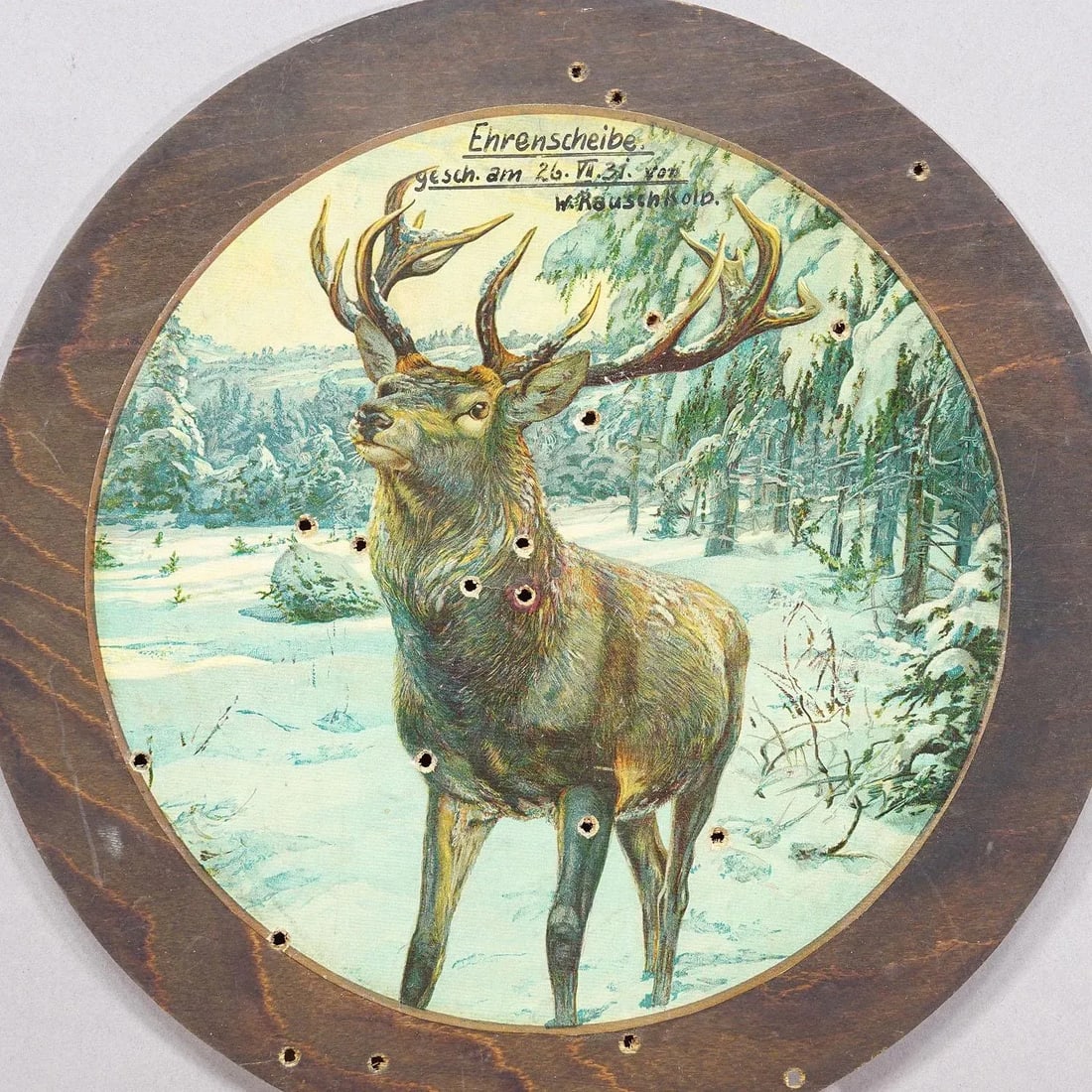 Antique Honor Shooting Target Deer in Winter 1931 - 2