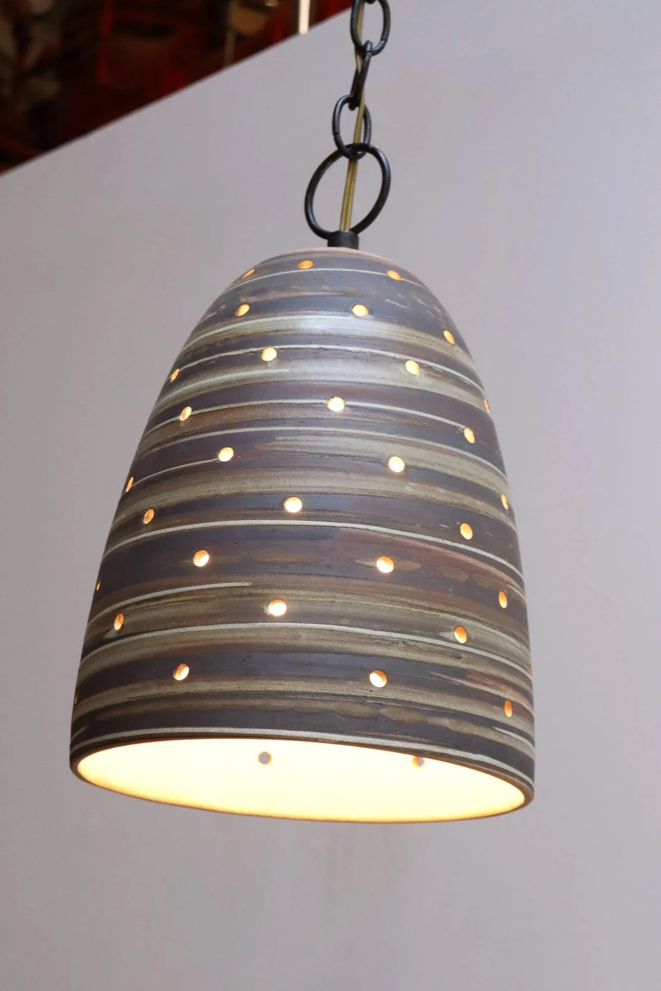 Vintage Matte Stoneware "Beehive" Pendant Lamp by Jane and Gordon Martz - 4