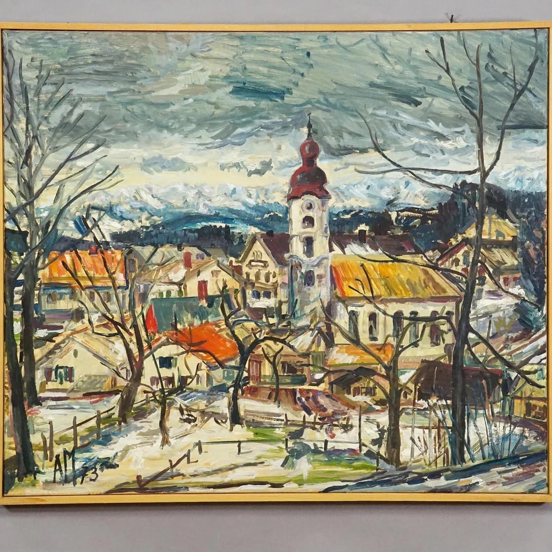 Vintage Oil Painting of a Bavarian Village, Alexander Michael 1973 - 3
