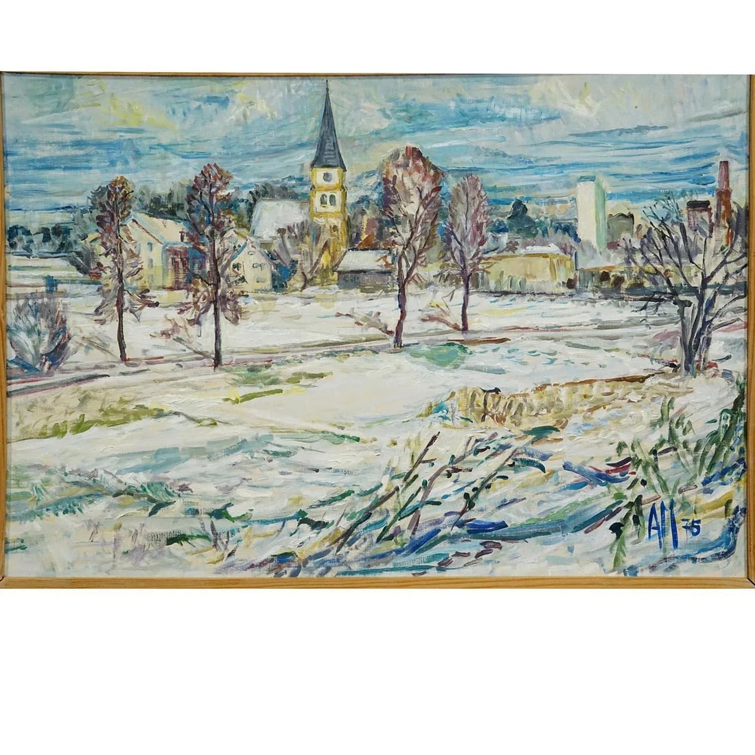 Vintage Oil Painting of Taufkirchen, Bavaria, Alexander Michael 1975 - 4