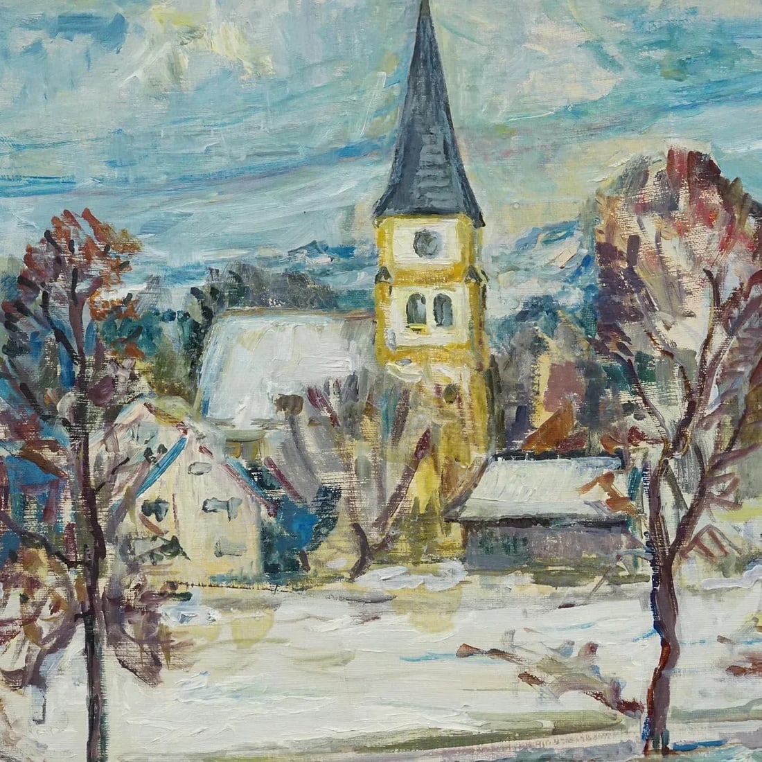 Vintage Oil Painting of Taufkirchen, Bavaria, Alexander Michael 1975 - 5