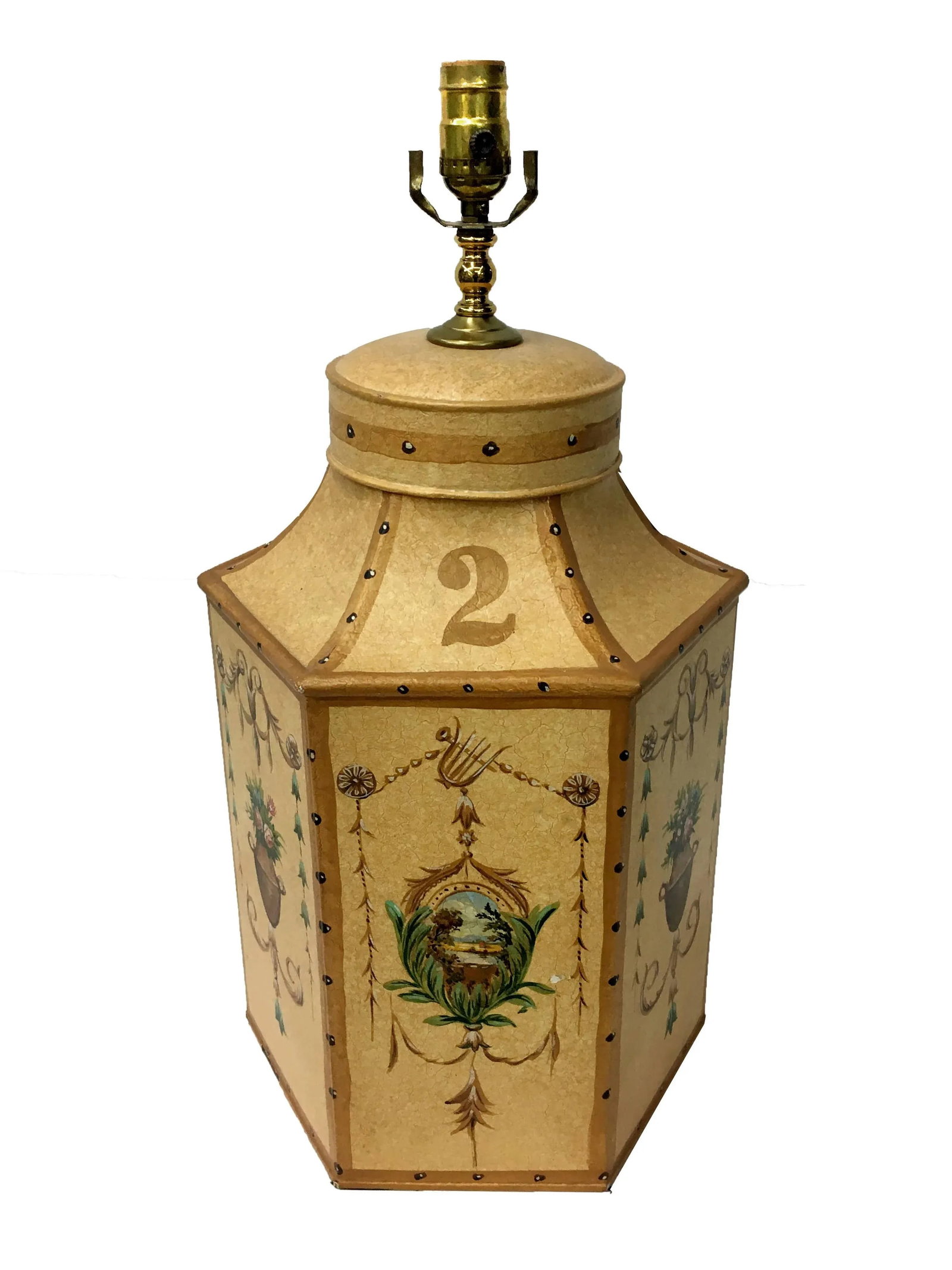Vintage Chinese Export English Hexagon Tea Caddy Lamps - 2