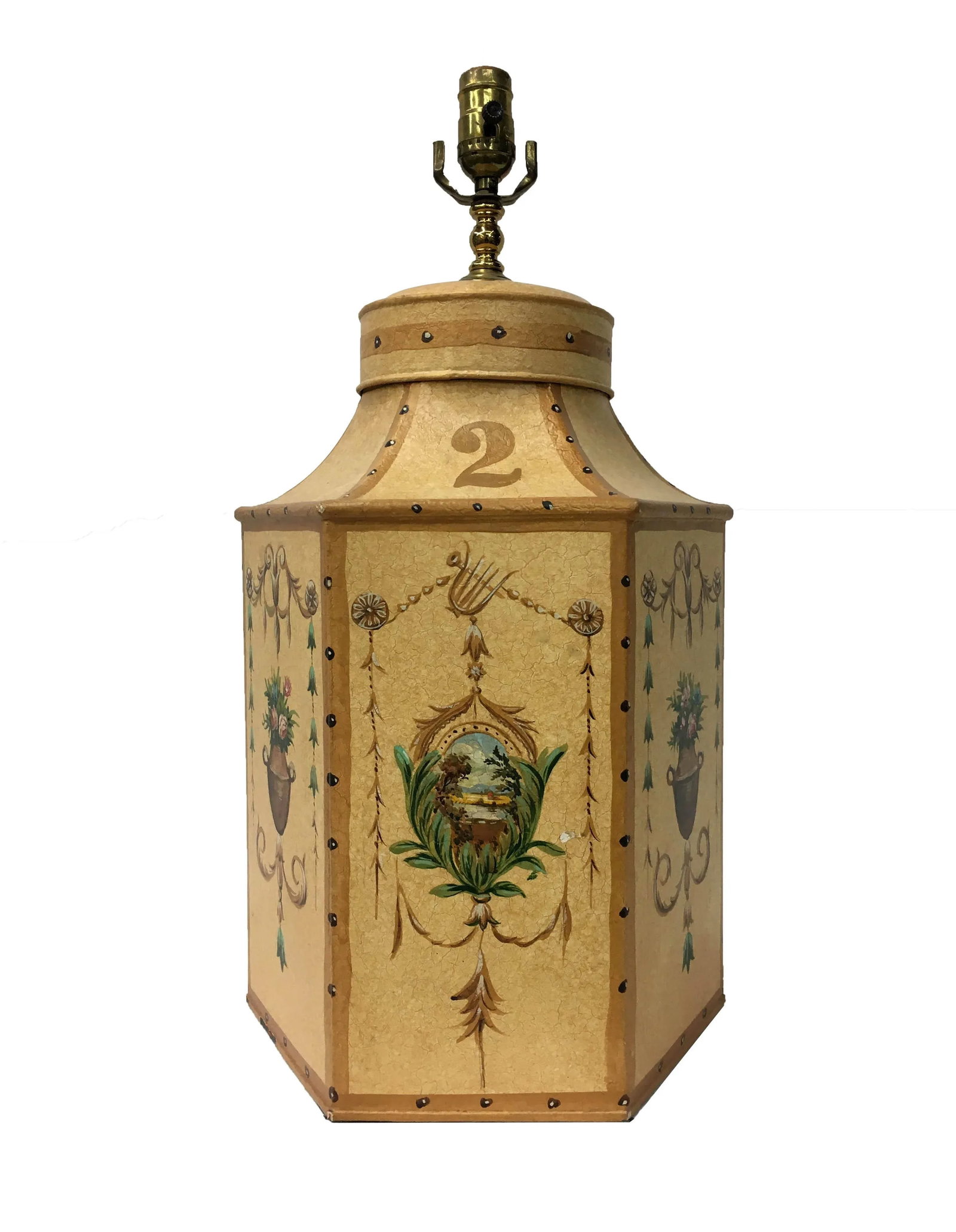Vintage Chinese Export English Hexagon Tea Caddy Lamps - 9