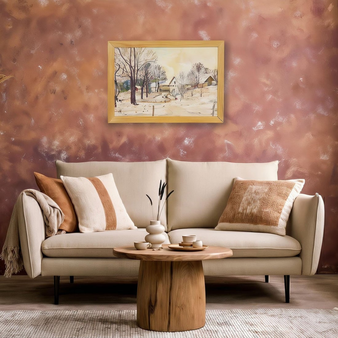Alexander Michael Oil Painting of a Winterly Farmyard - 2