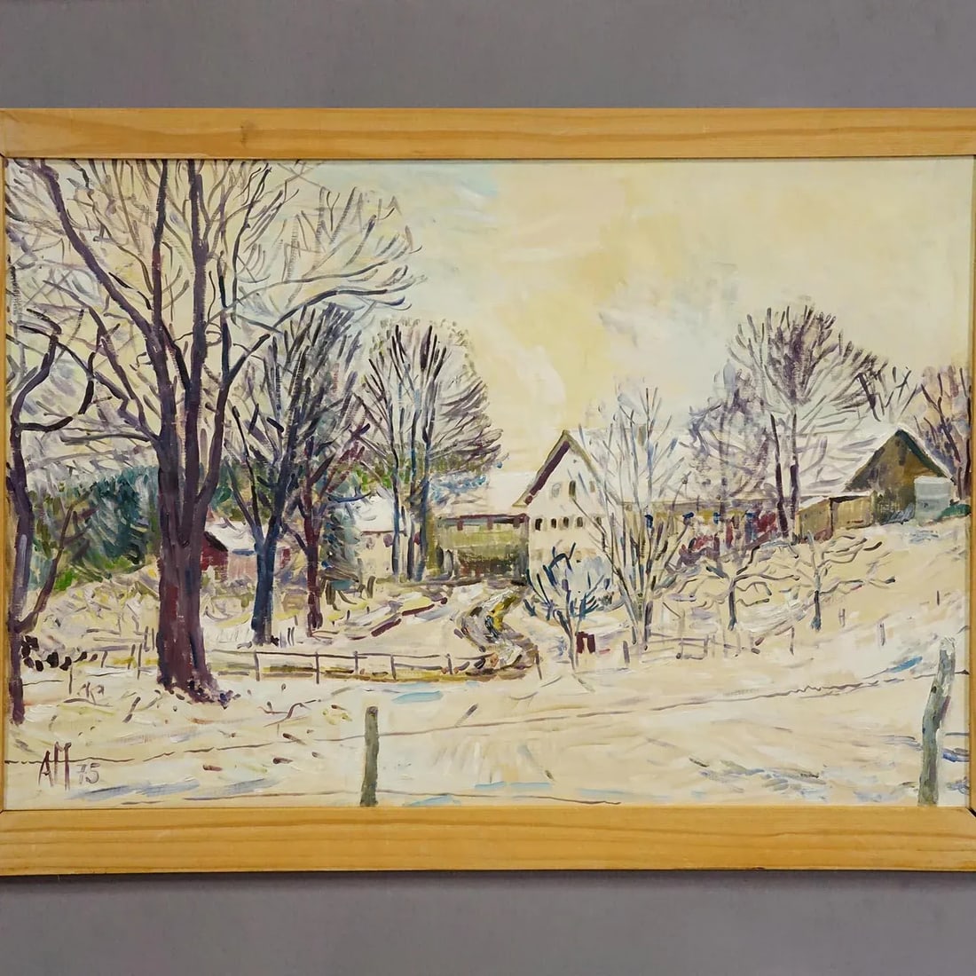 Alexander Michael Oil Painting of a Winterly Farmyard - 5