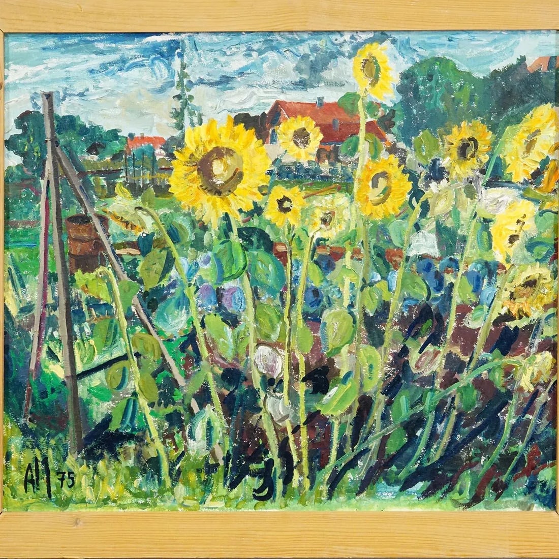 Alexander Michael Oil Painting of a Lively Field of Sunflowers 1975 - 3